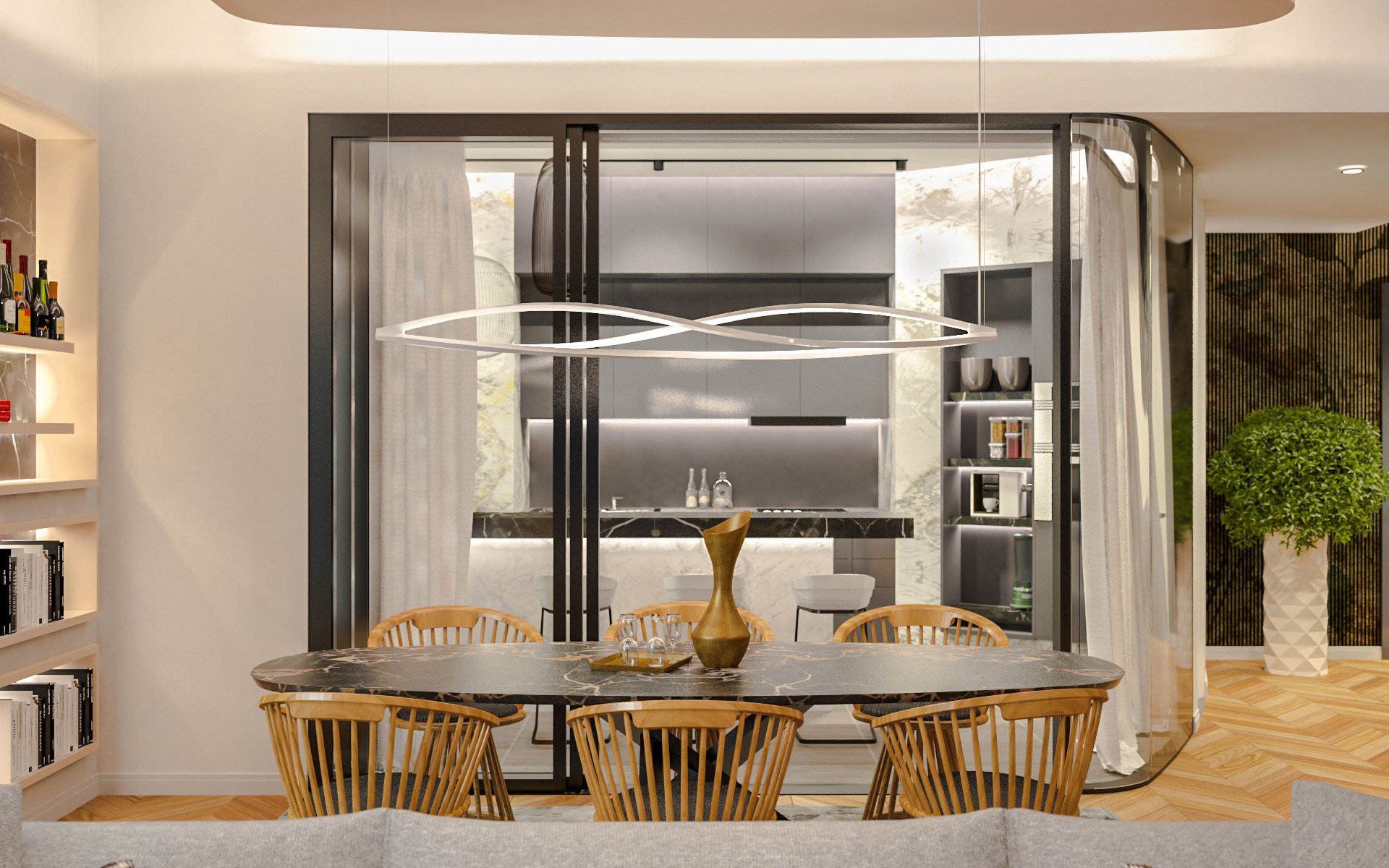 曲线家居空间，打造柔和层次感-4