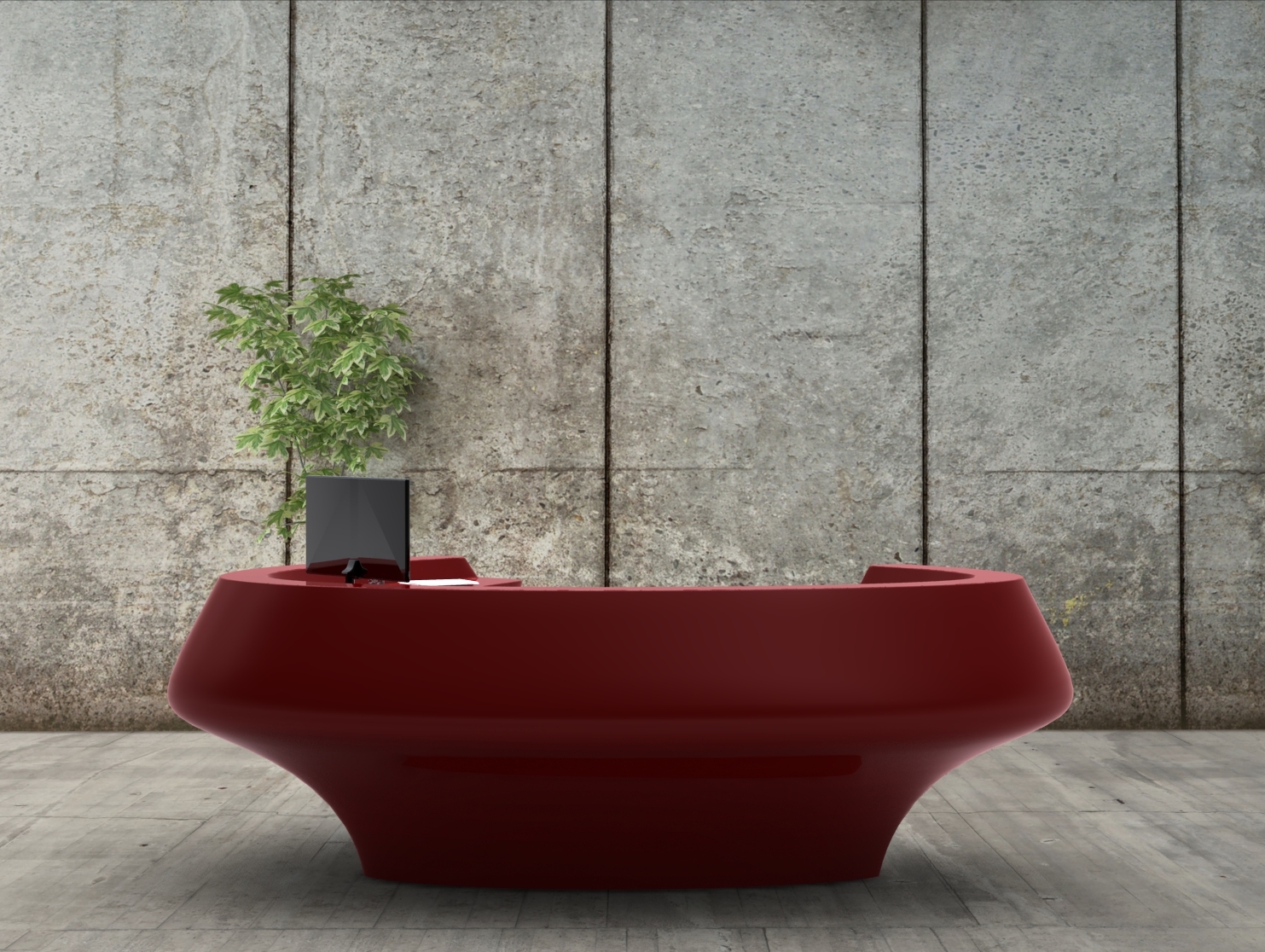 有机造型飞翼接待台-3