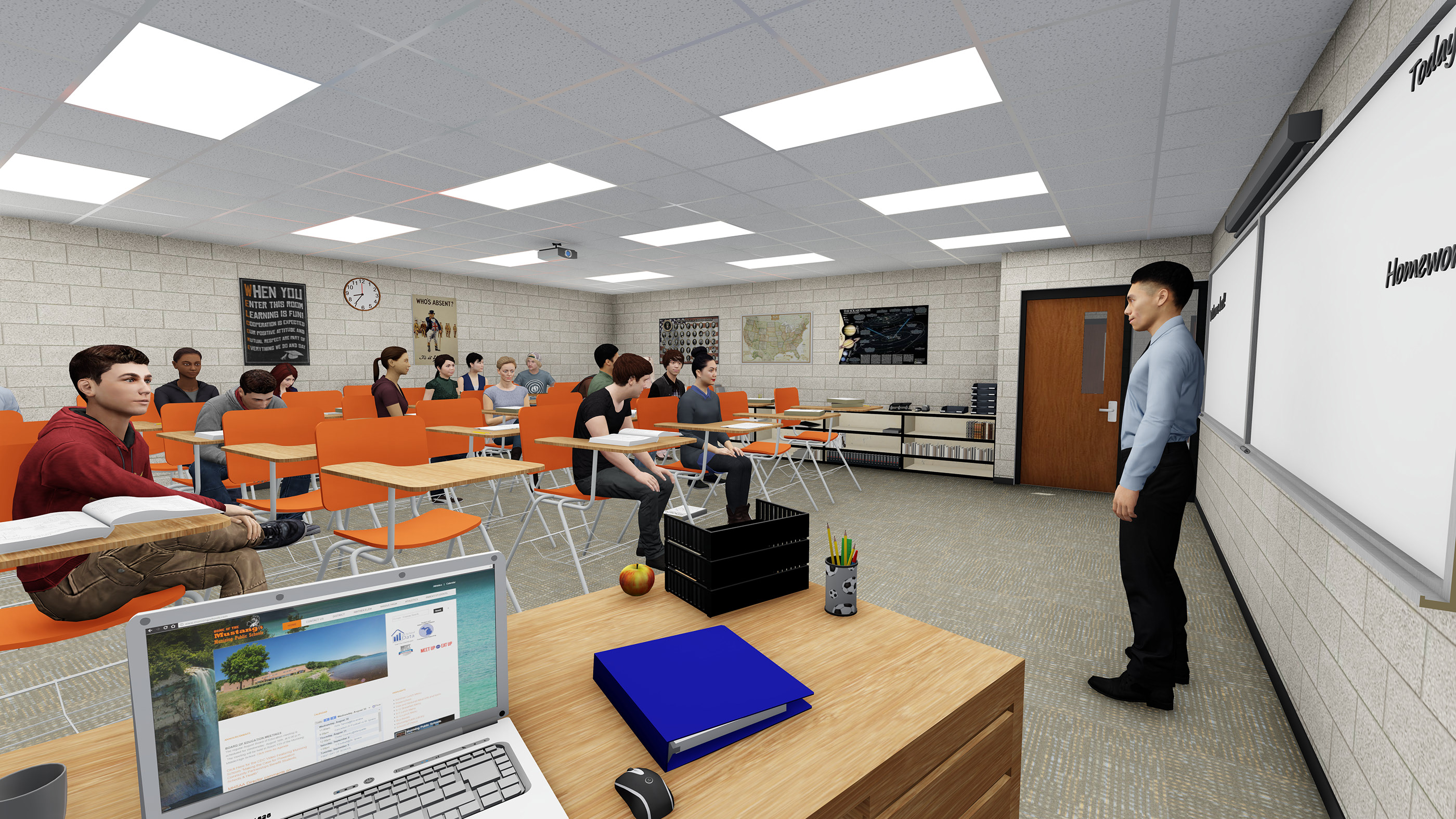高中教室设计概念 | 三维建模与实景渲染的完美结合-3