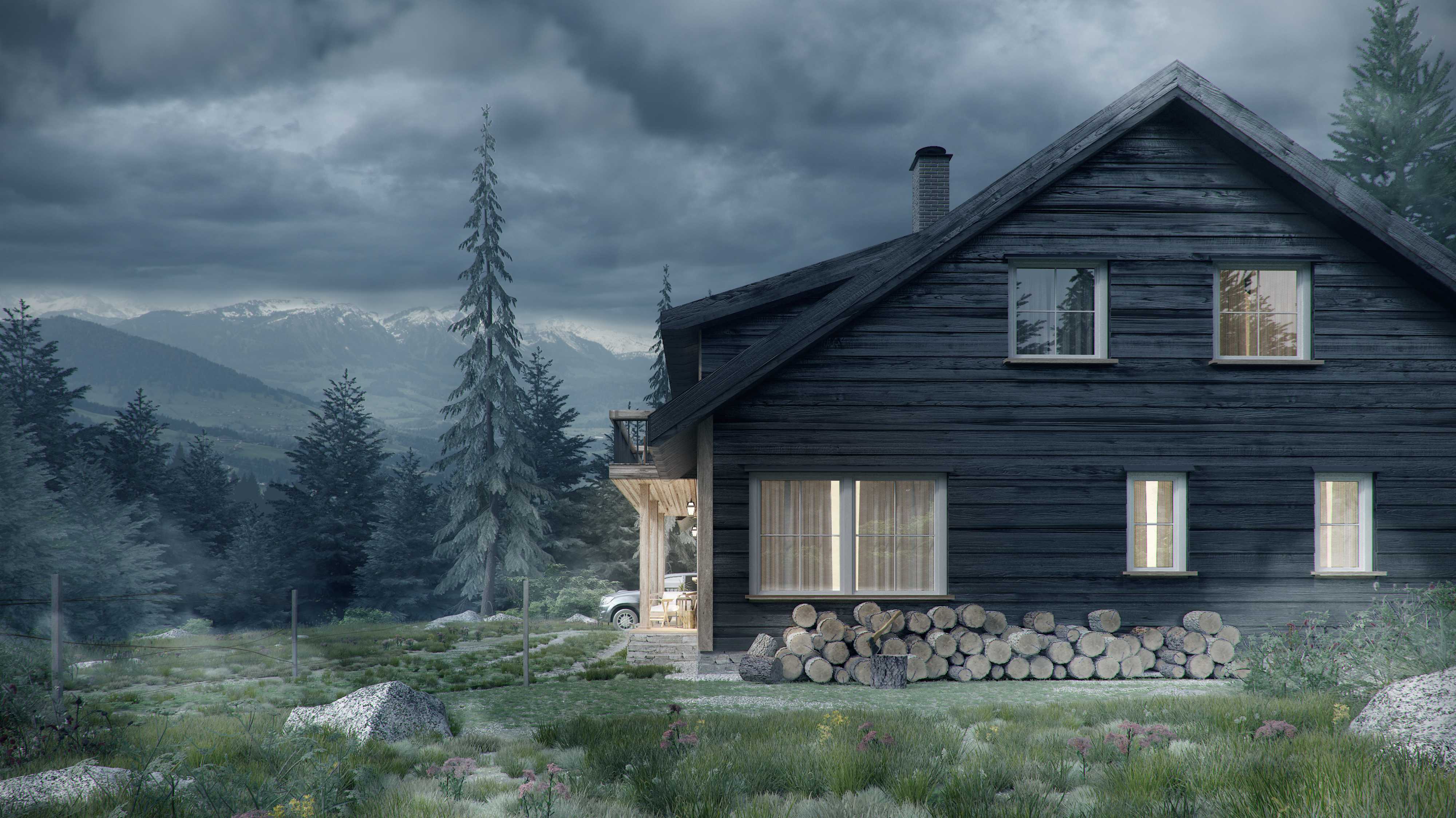 挪威森林中的宁静木屋-11