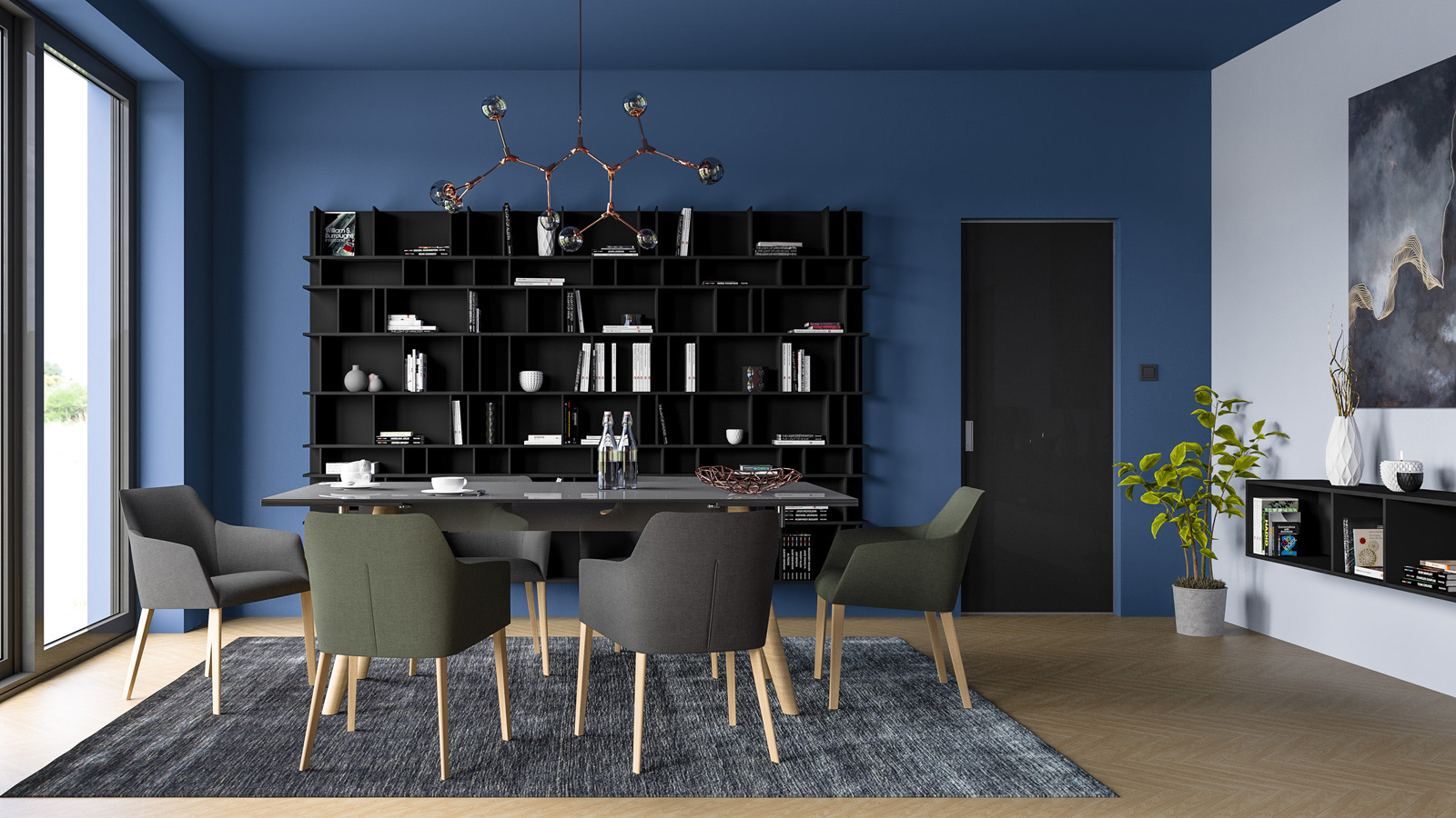 梦幻北欧风，海军蓝餐厅设计-2