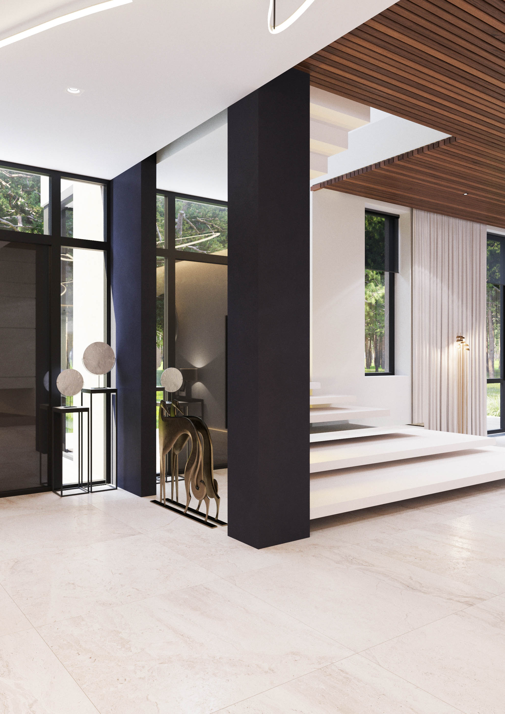 莫斯科乡村别墅 | 2017 年完工的单家庭住宅室内设计案例-35