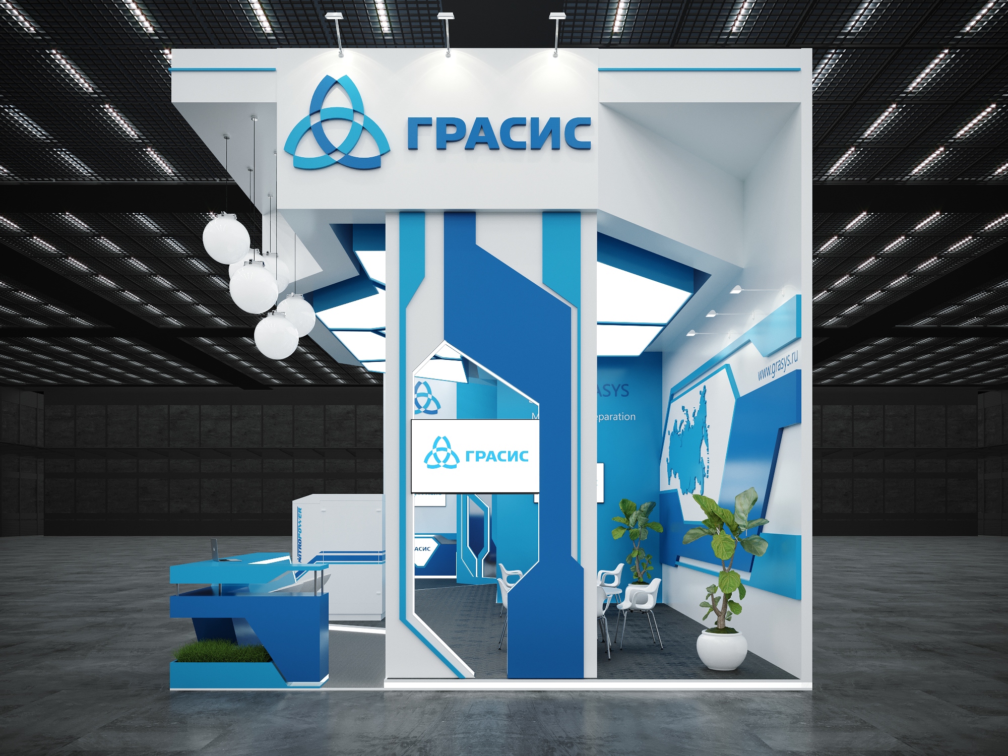 莫斯科 84 平米 GRASYS 展位设计-3