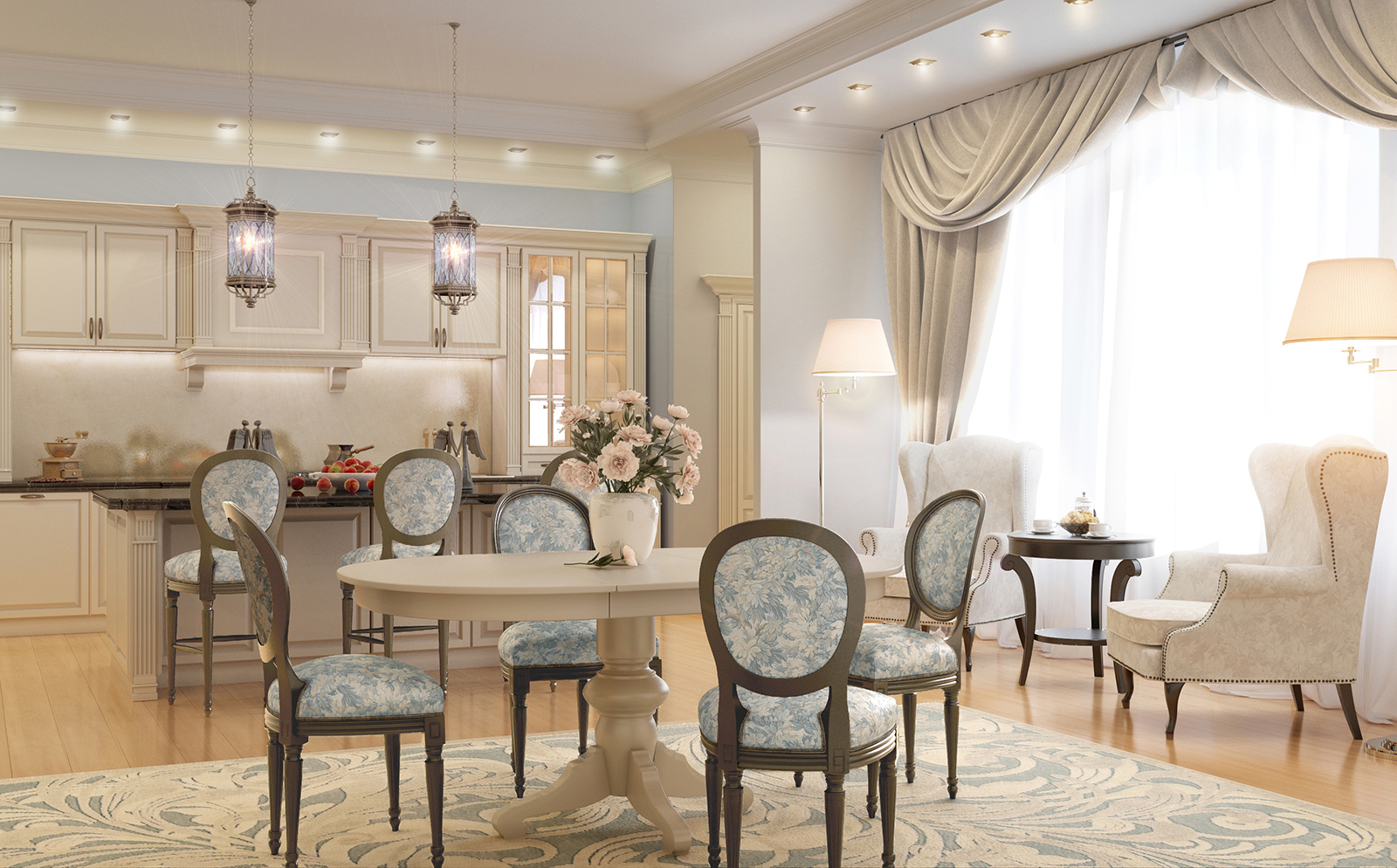 Kitchen design in classic style. Area 49m2 kitchen.-3