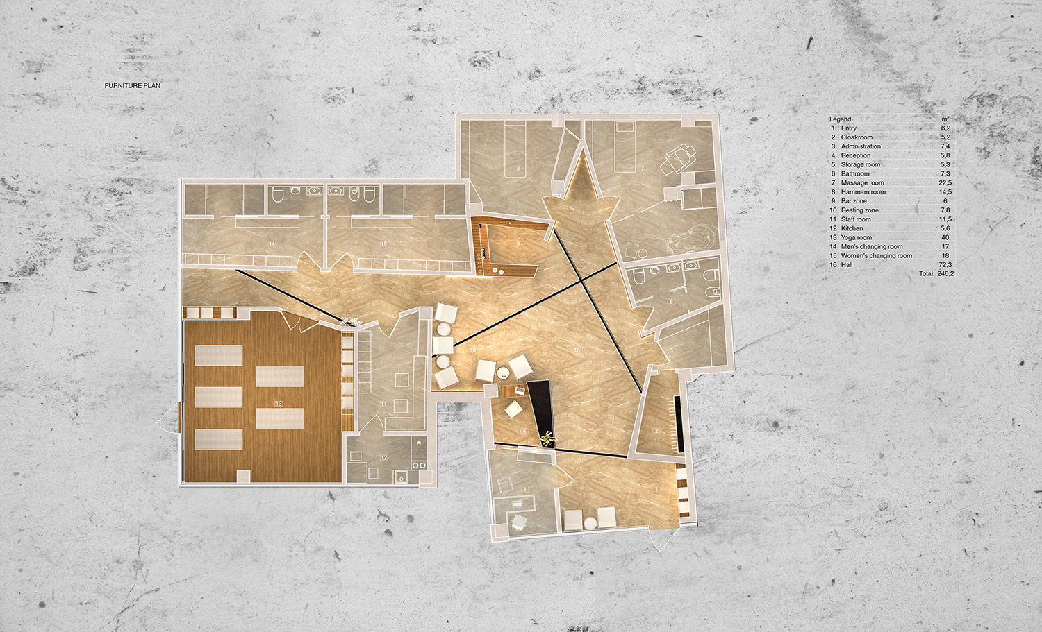 简约城市绿洲——246 平米 wellness 中心设计-2