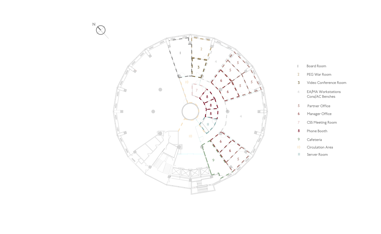 环形办公室的有机流动与自然光应用-42