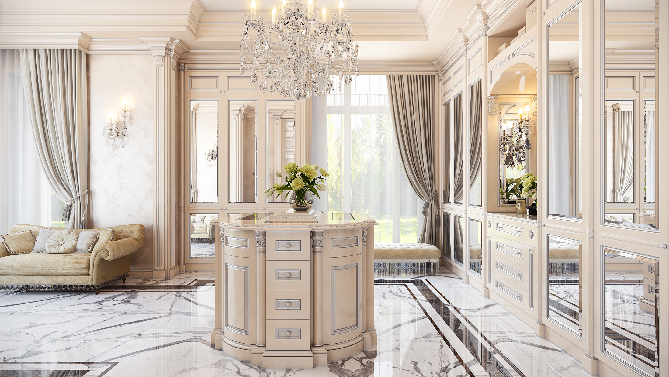 莫斯科轻法式经典住宅设计-17