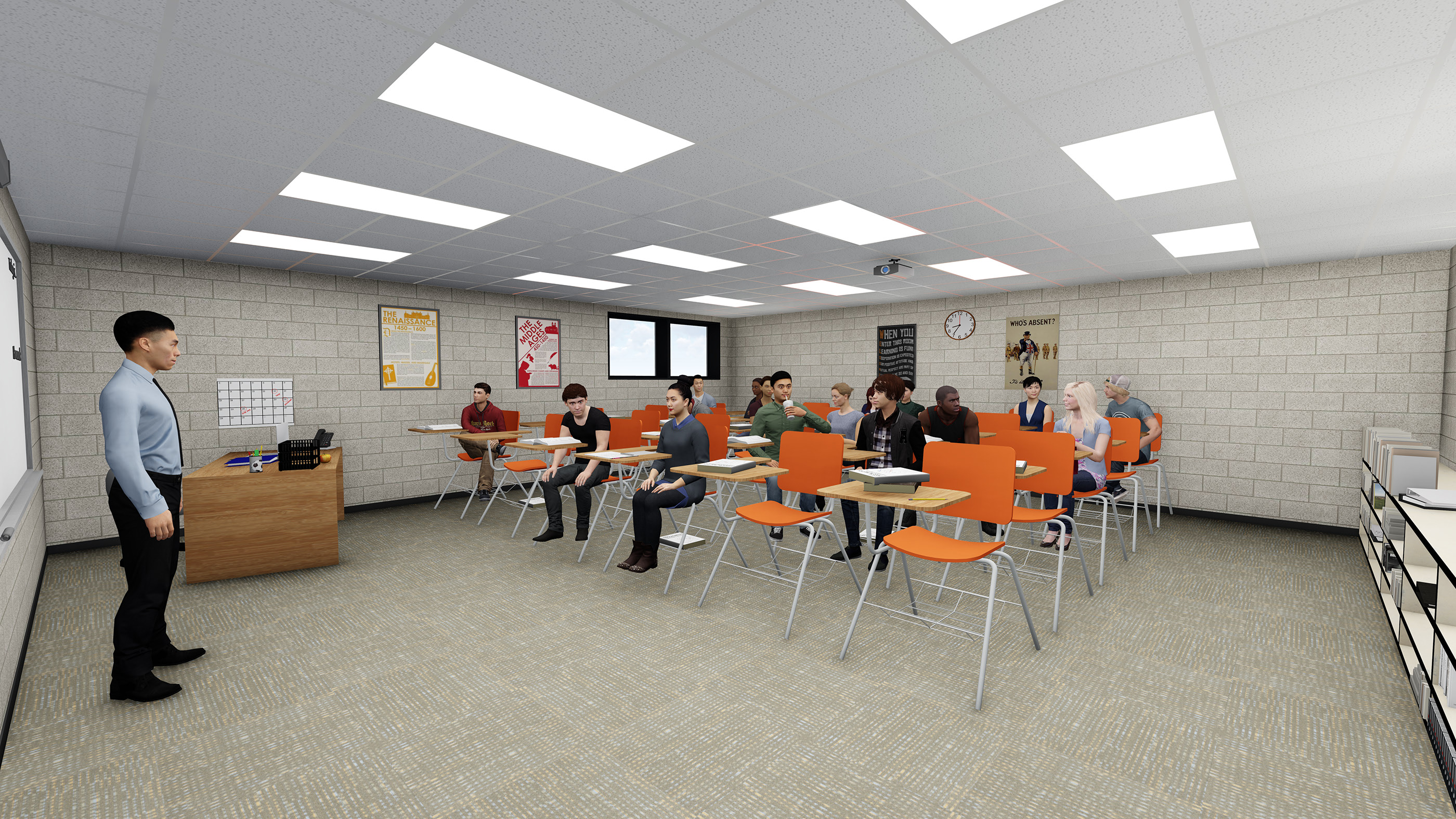 高中教室设计概念 | 三维建模与实景渲染的完美结合-5