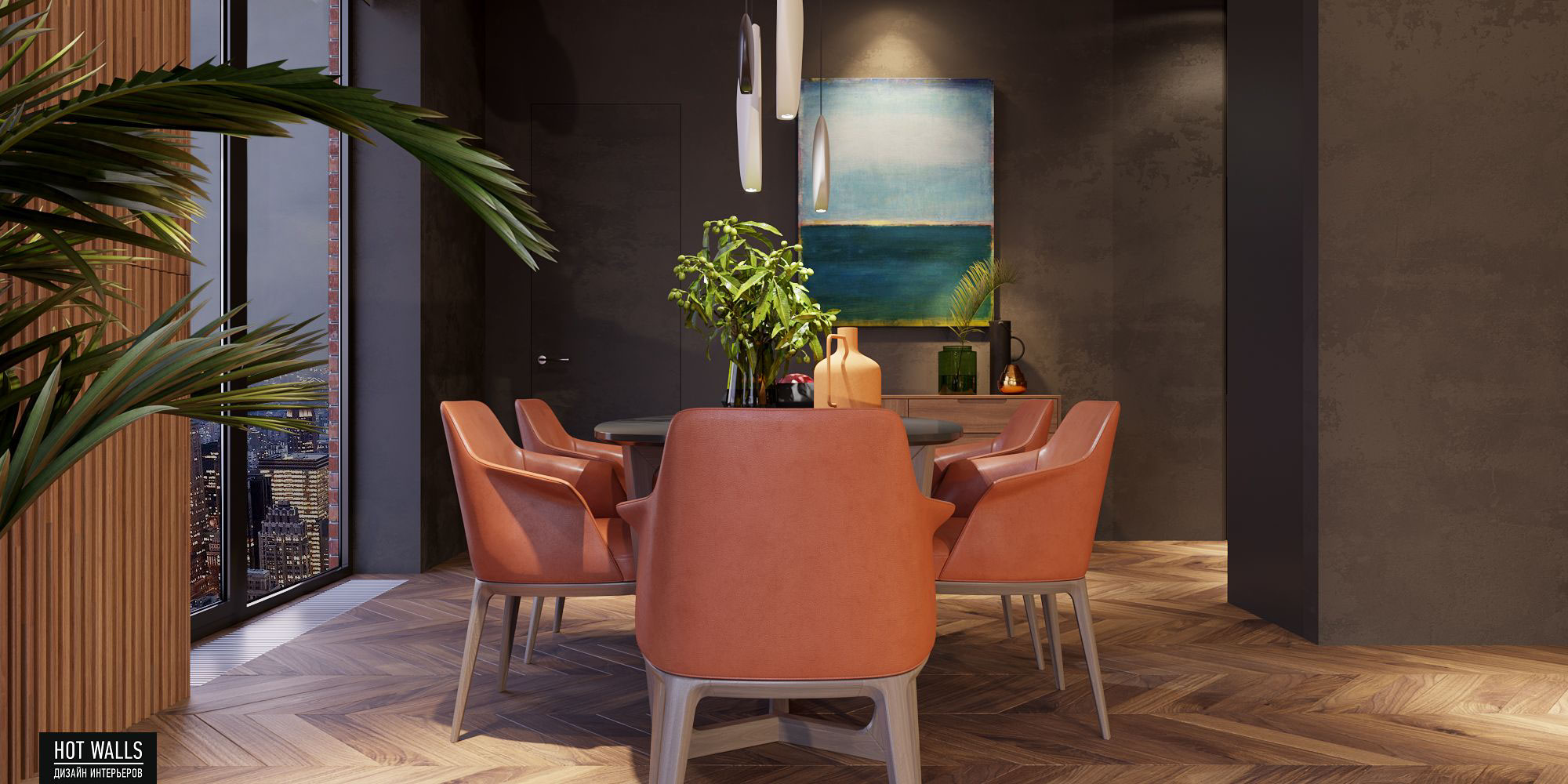 莫斯科公寓设计，融合城市风光与室内美学-4