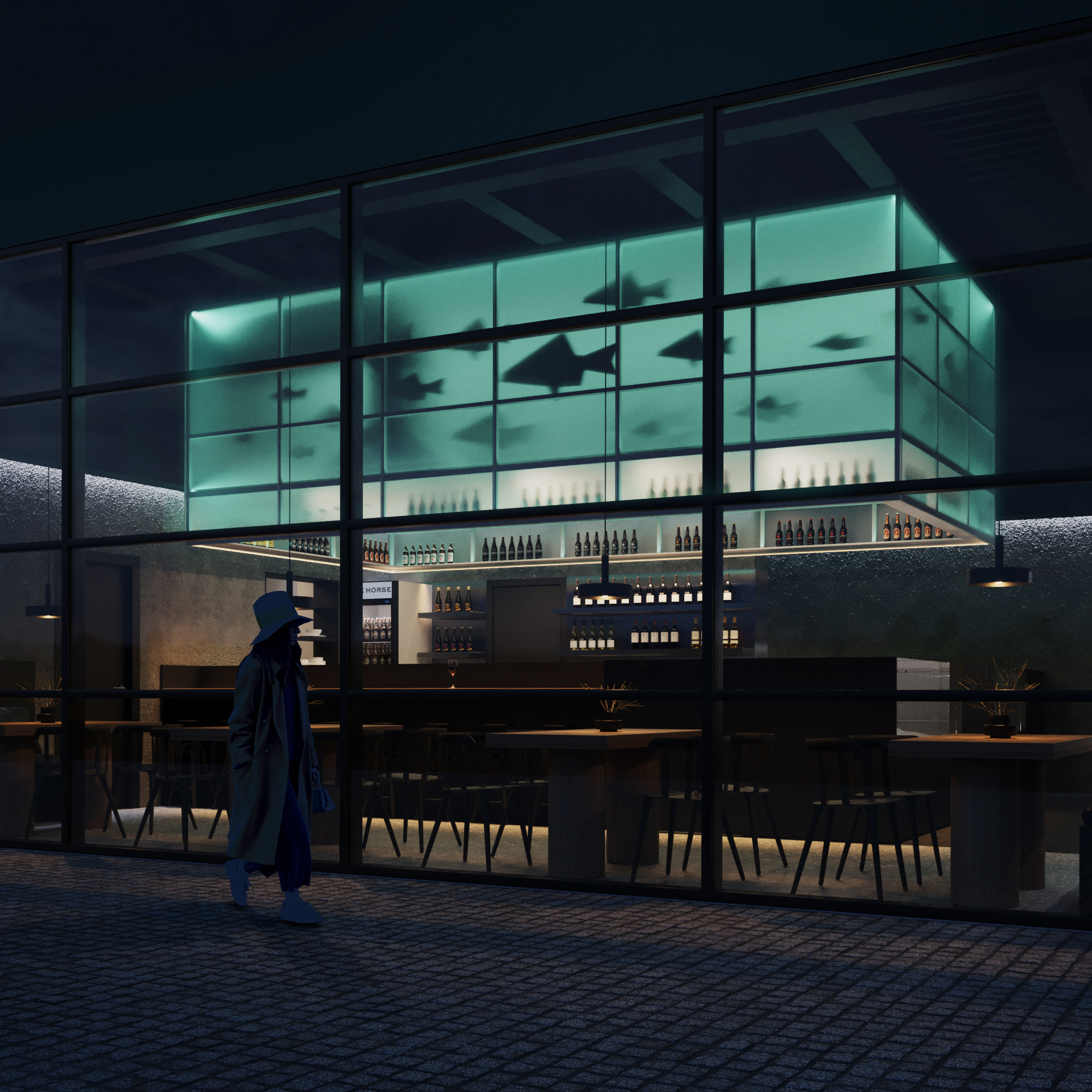 海洋美食餐厅设计 | 黑灰基调的现代海洋风-8