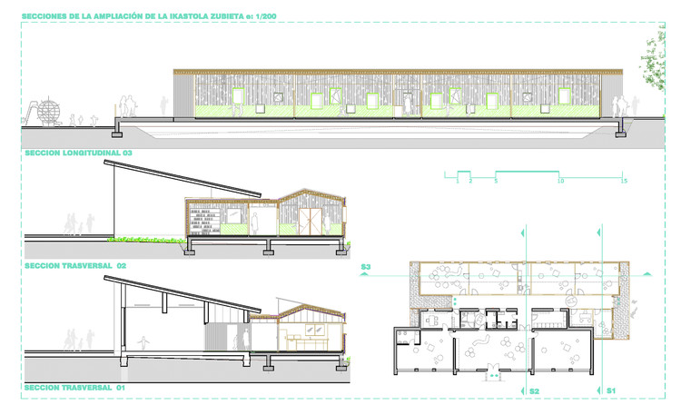 西班牙 Zubieta 幼儿园扩建项目，绿色与木质的儿童学习空间-11