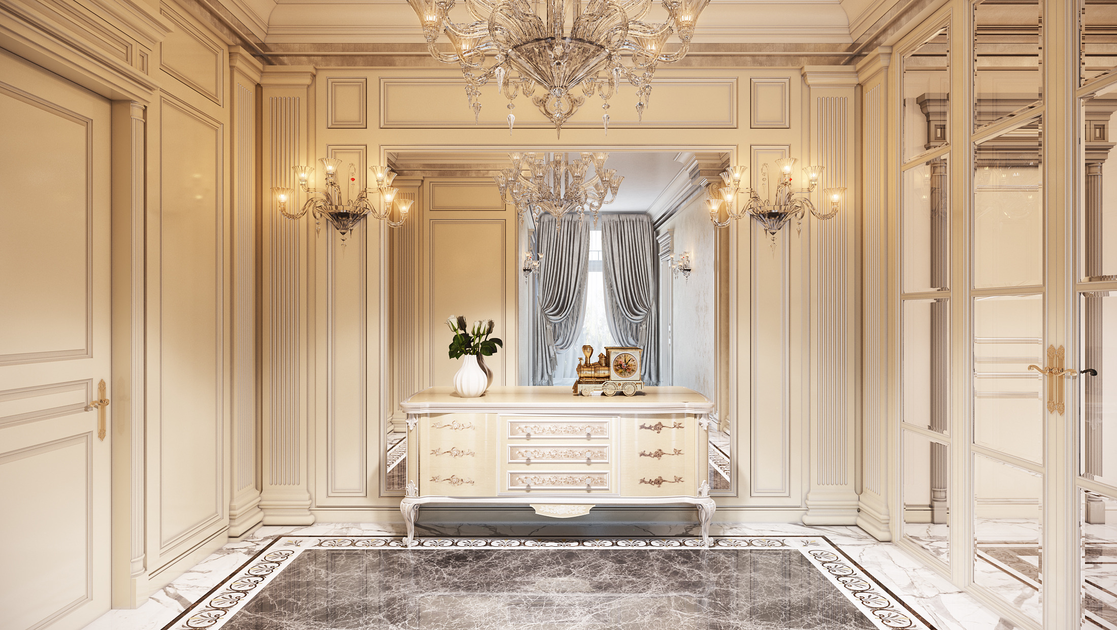 莫斯科轻法式经典住宅设计-43