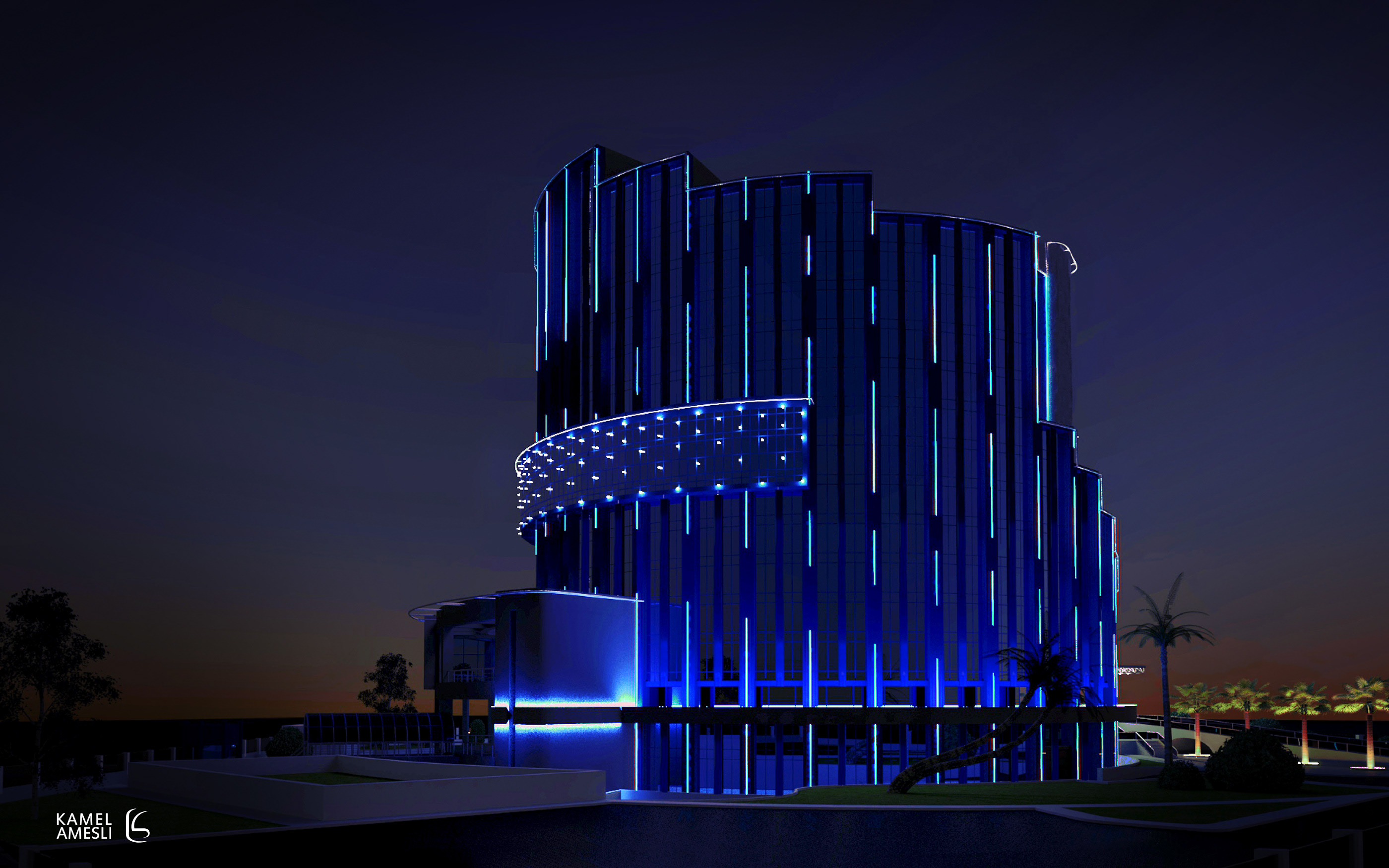 Sonatrach 总部大楼外墙灯光设计-3