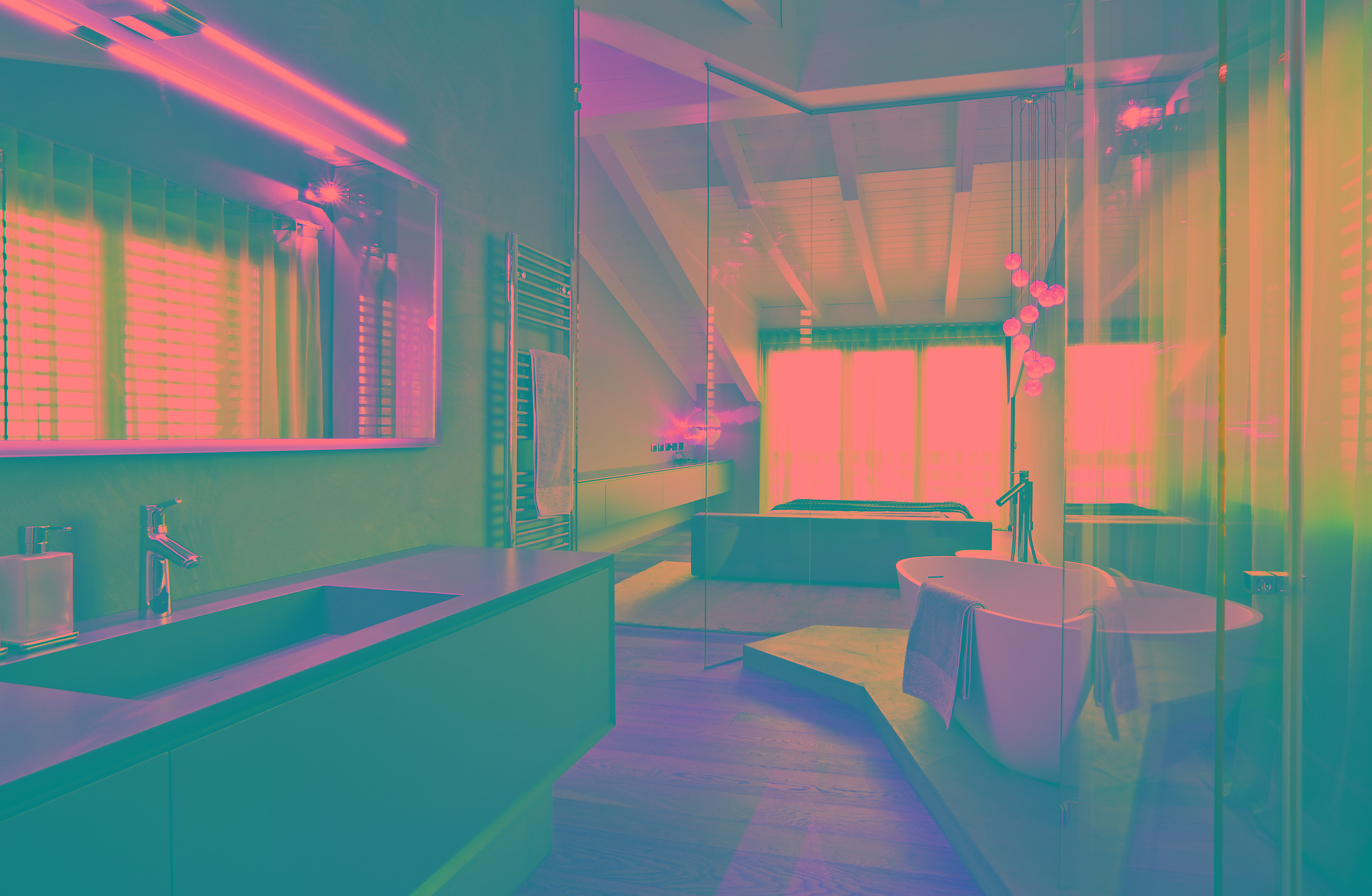 别墅，餐厅·木材和石头-10