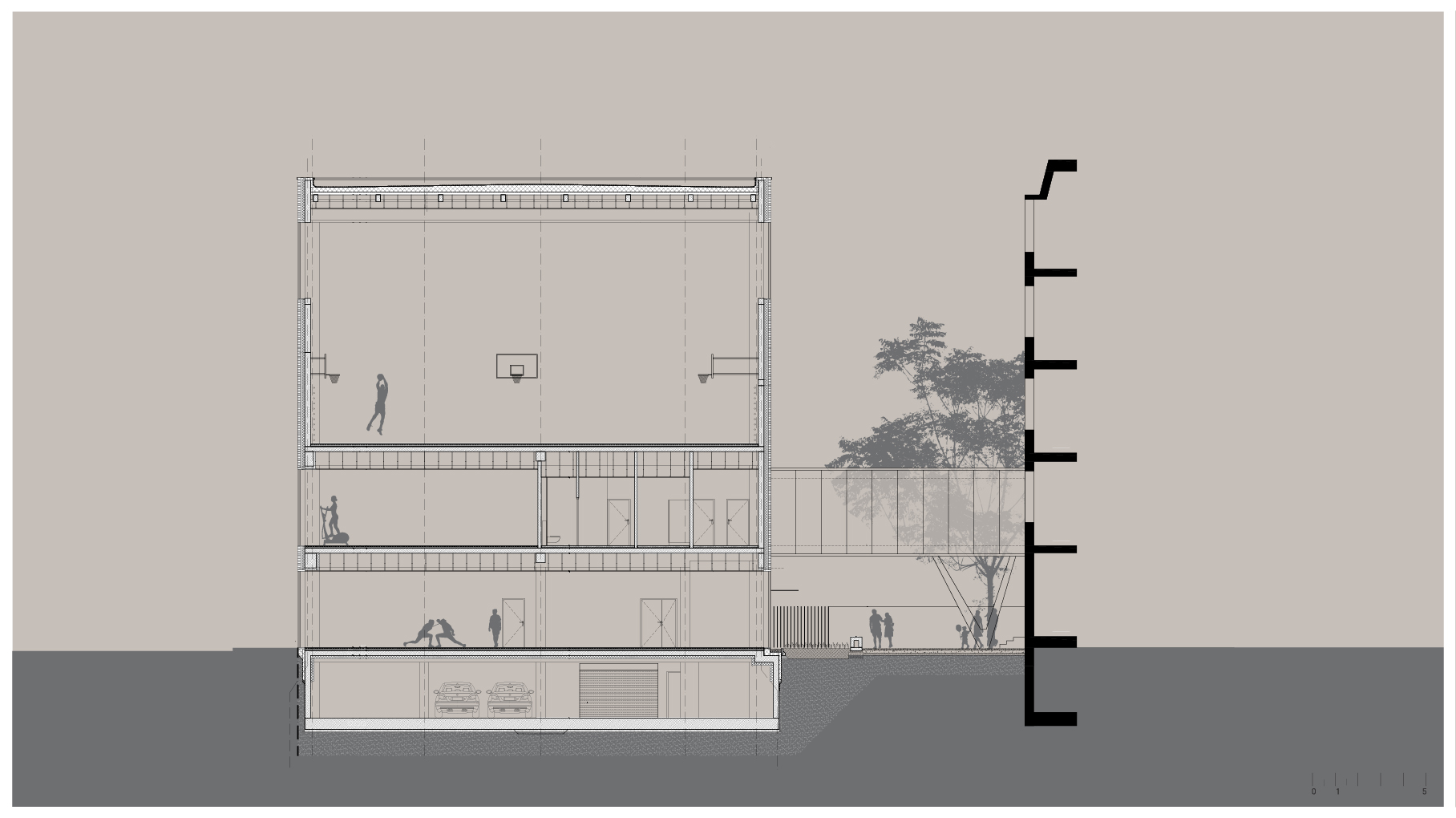 弗罗茨瓦夫市第 5 学校团体带击剑厅的混合运动场馆-20
