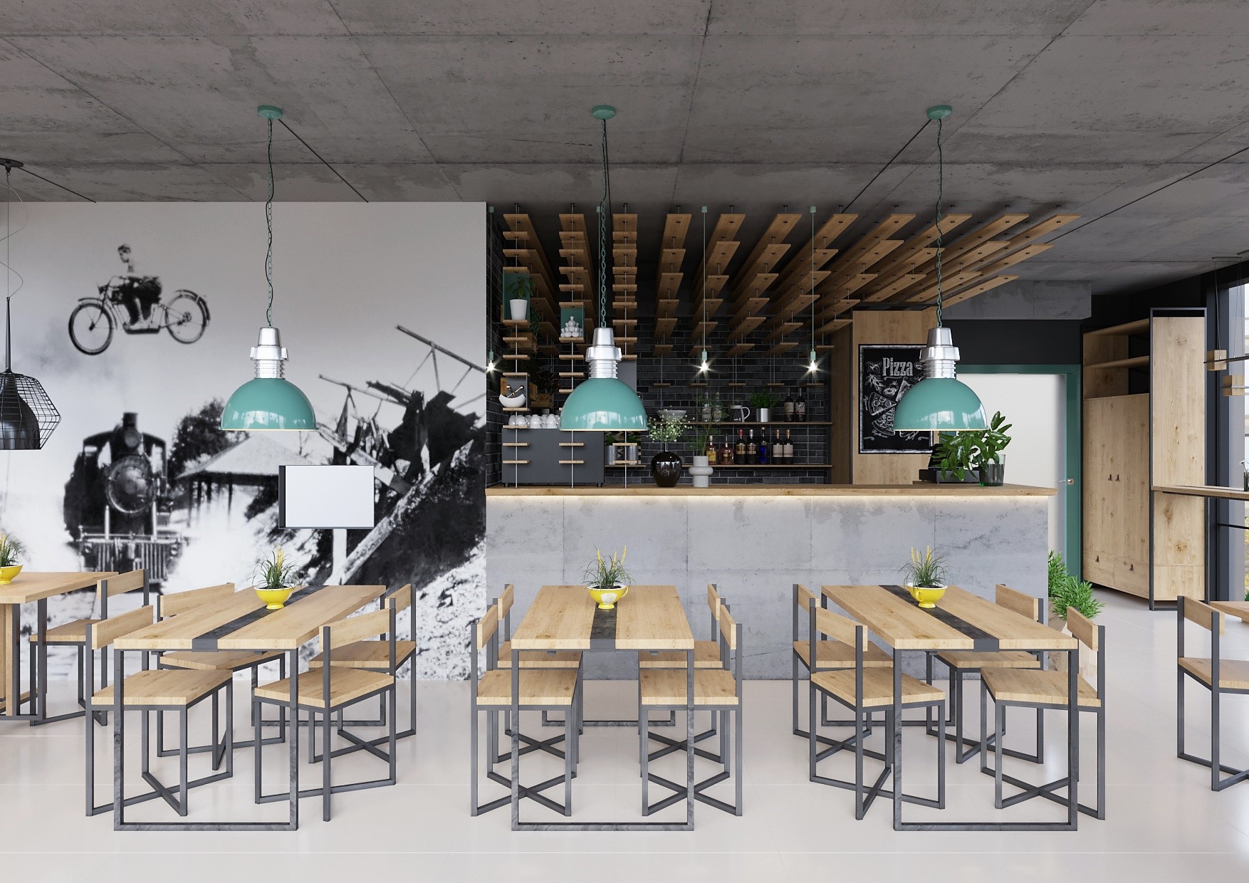 2018 简约风披萨咖啡厅设计-1