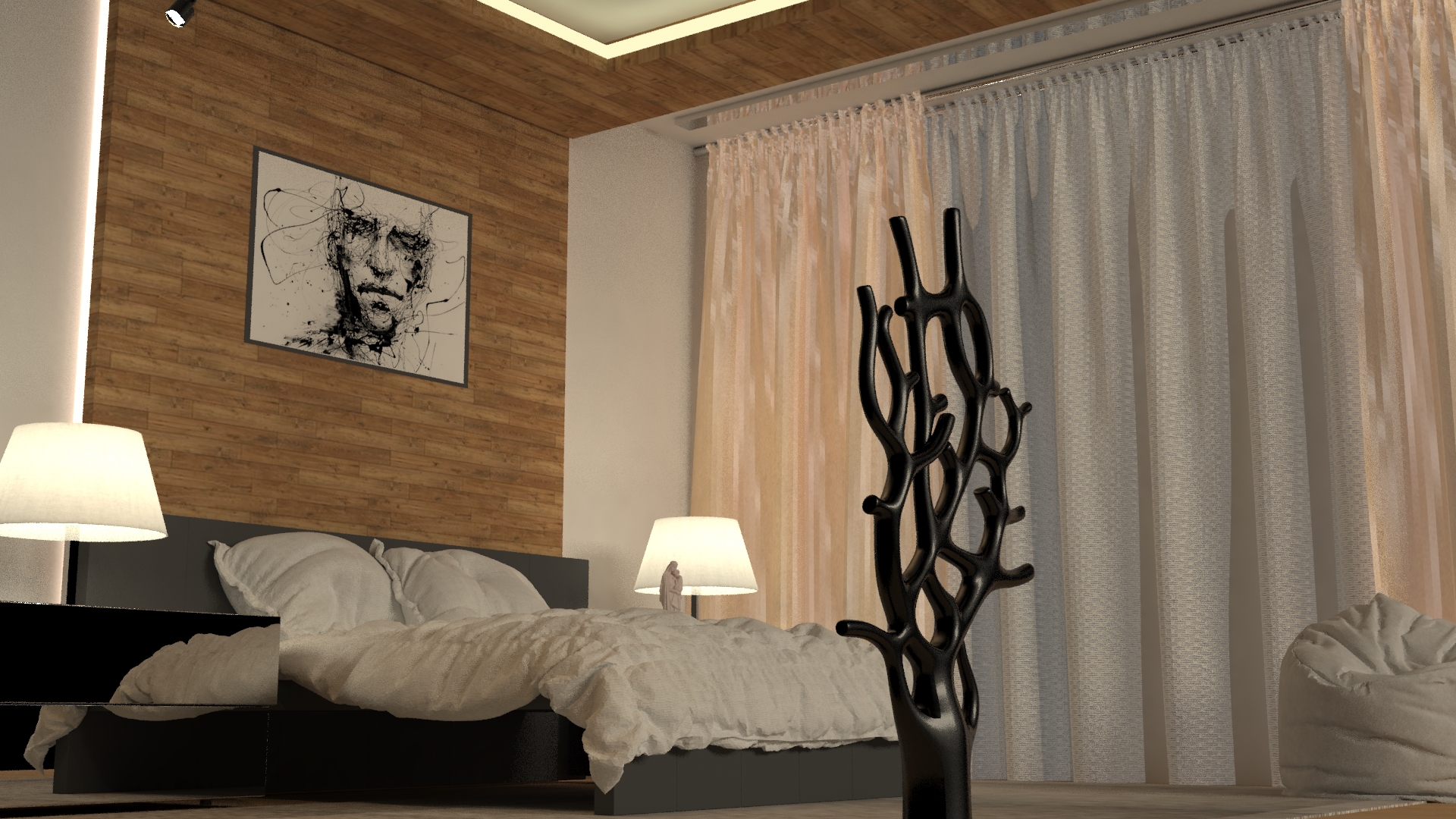 简约卧室设计，360 度全景展示-4