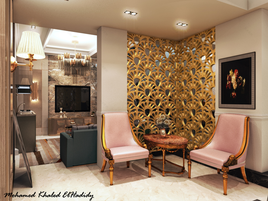 新开罗 110 平米私人别墅接待室设计-13