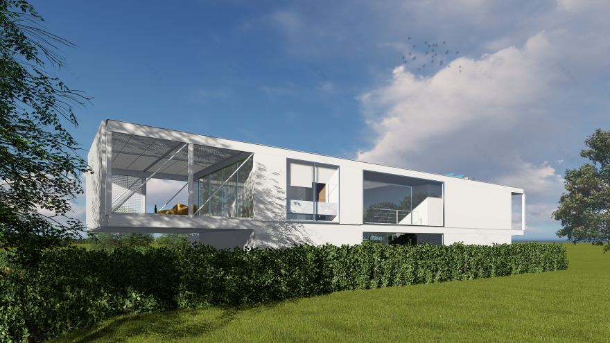 悬浮金属结构光影交织的宜居空间-6