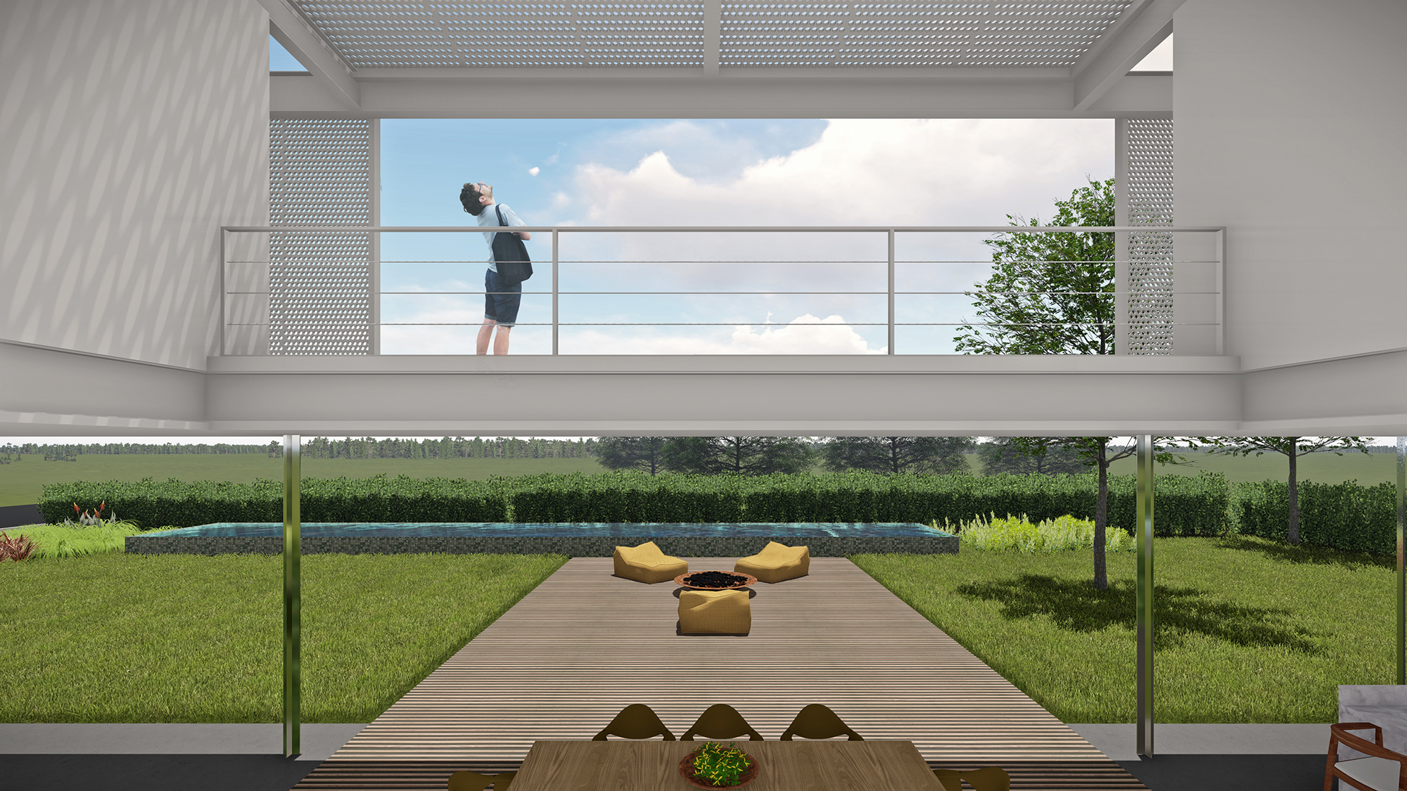 悬浮金属结构光影交织的宜居空间-9