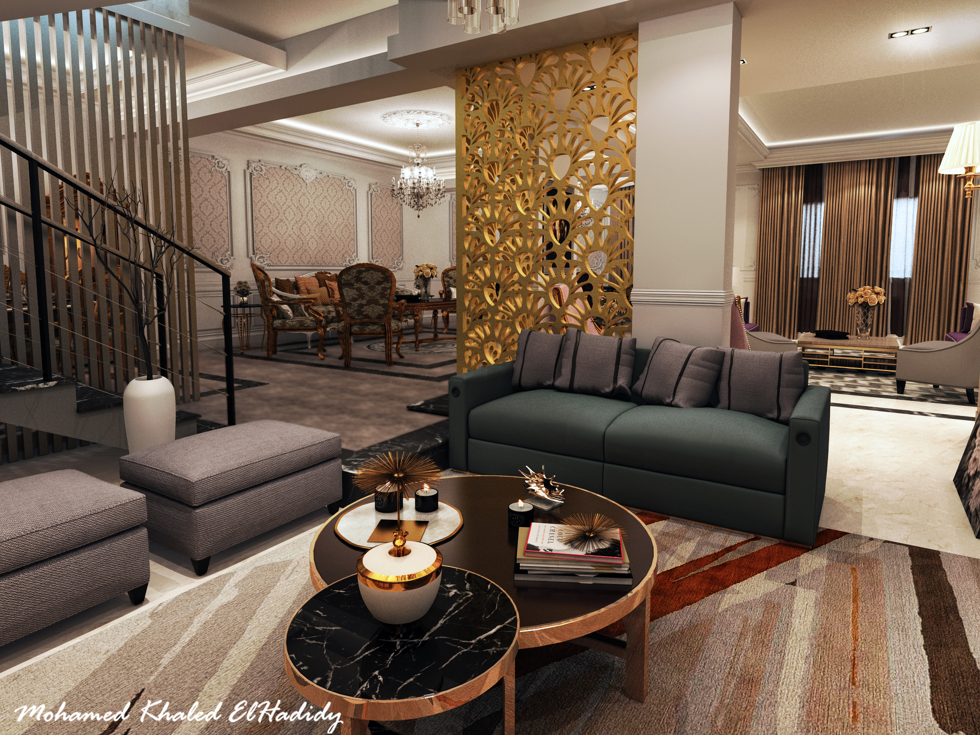 新开罗 110 平米私人别墅接待室设计-9