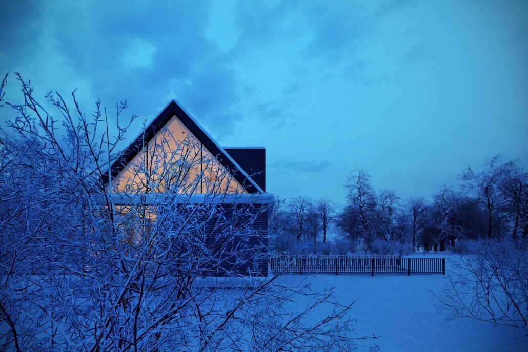 冬日森林中的现代家园-1