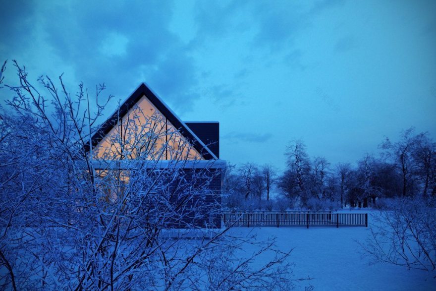 冬日森林中的现代家园-1