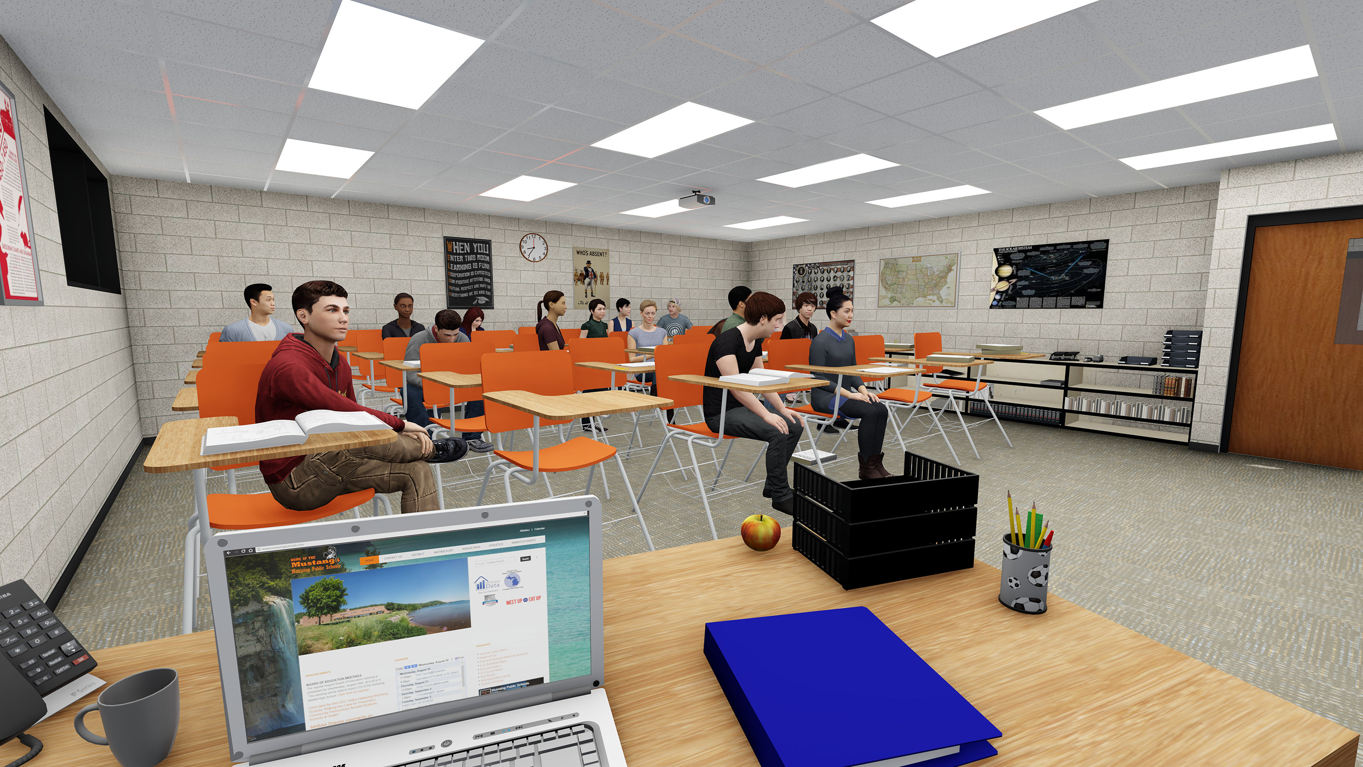高中教室设计概念 | 三维建模与实景渲染的完美结合-2