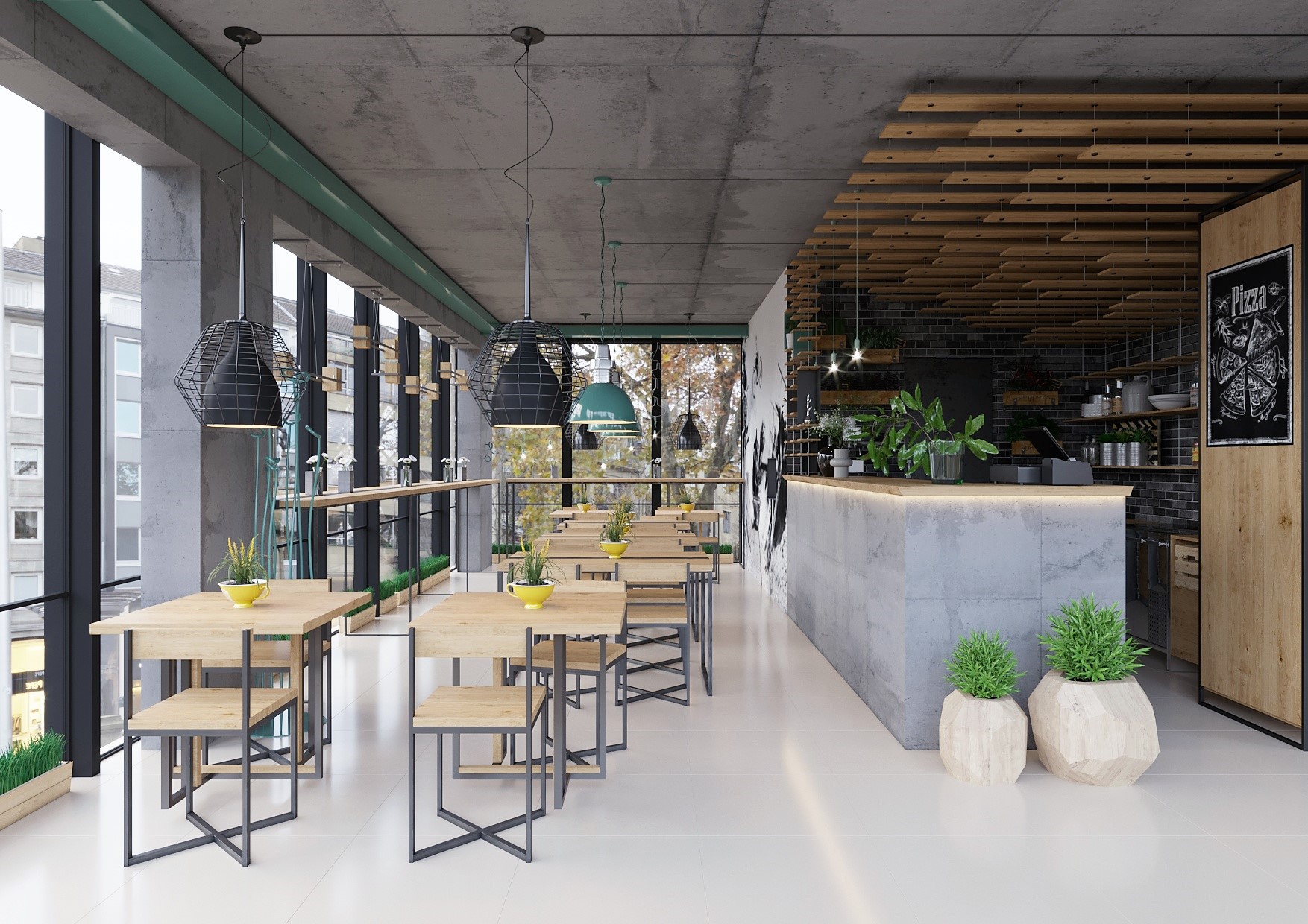 2018 简约风披萨咖啡厅设计-4