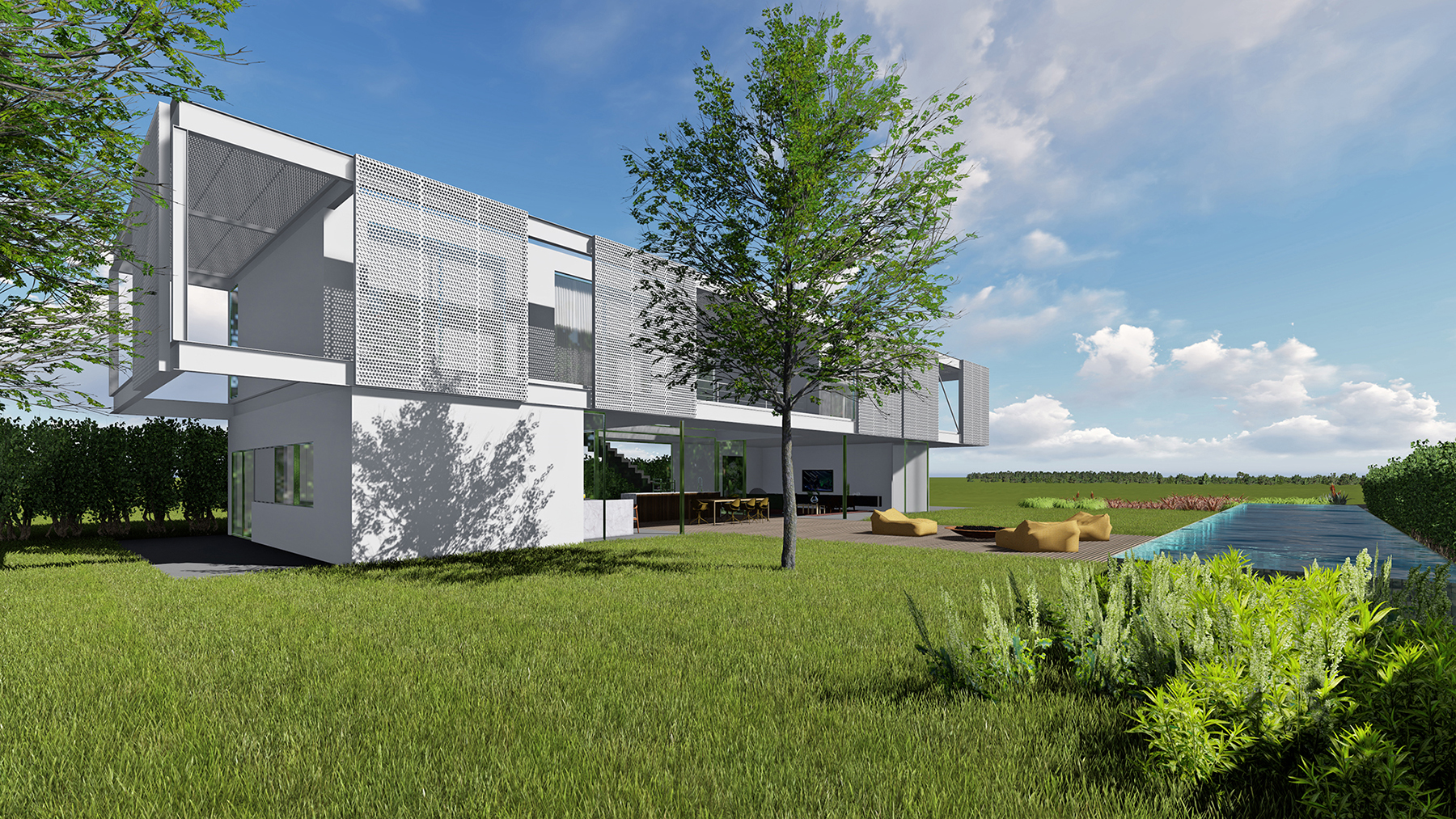 悬浮金属结构光影交织的宜居空间-5