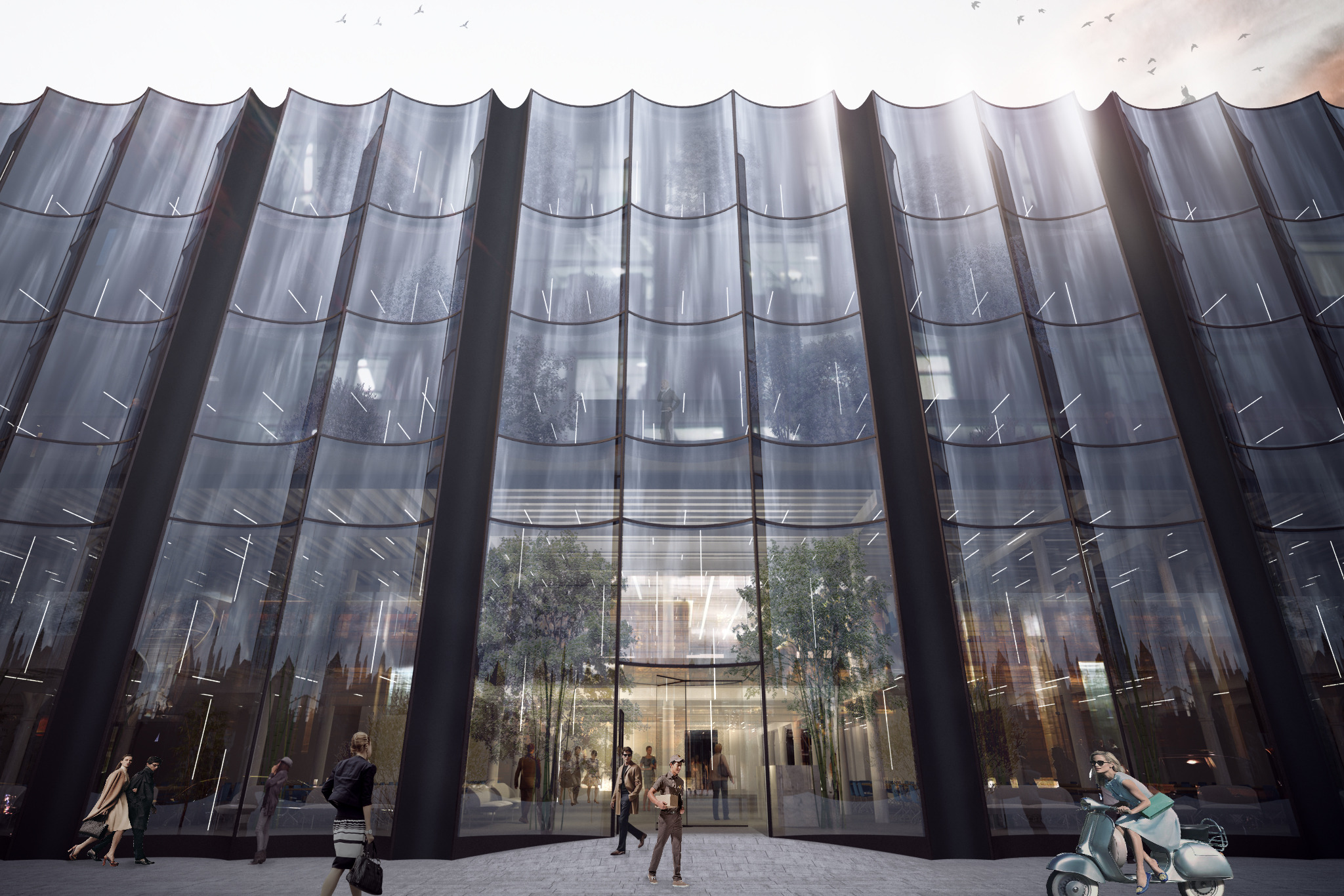 荷兰 Nieuwevaart 办公大楼透明曲面玻璃翻新设计-1