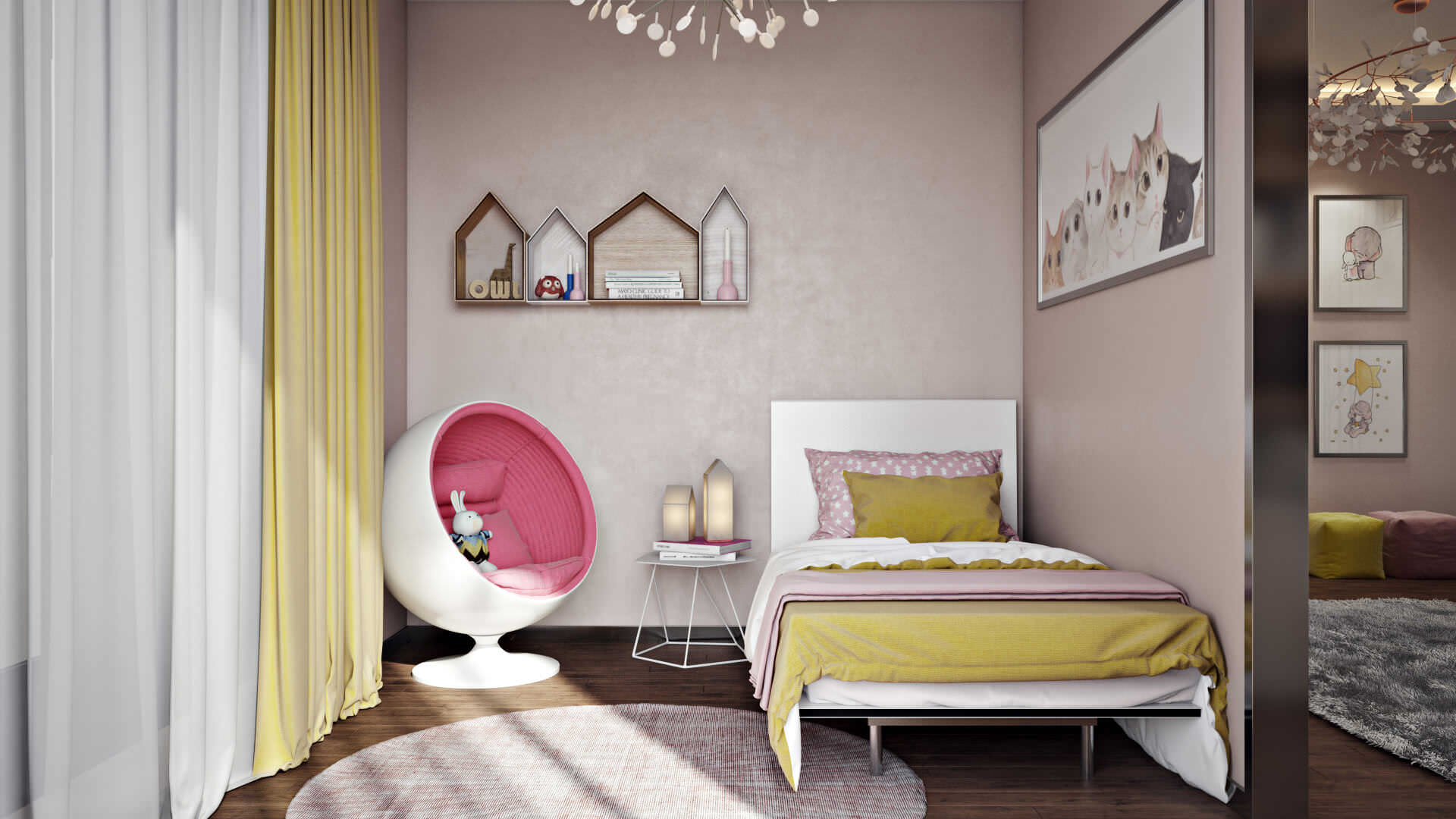 儿童卧室的 3D 建筑可视化魅力-3