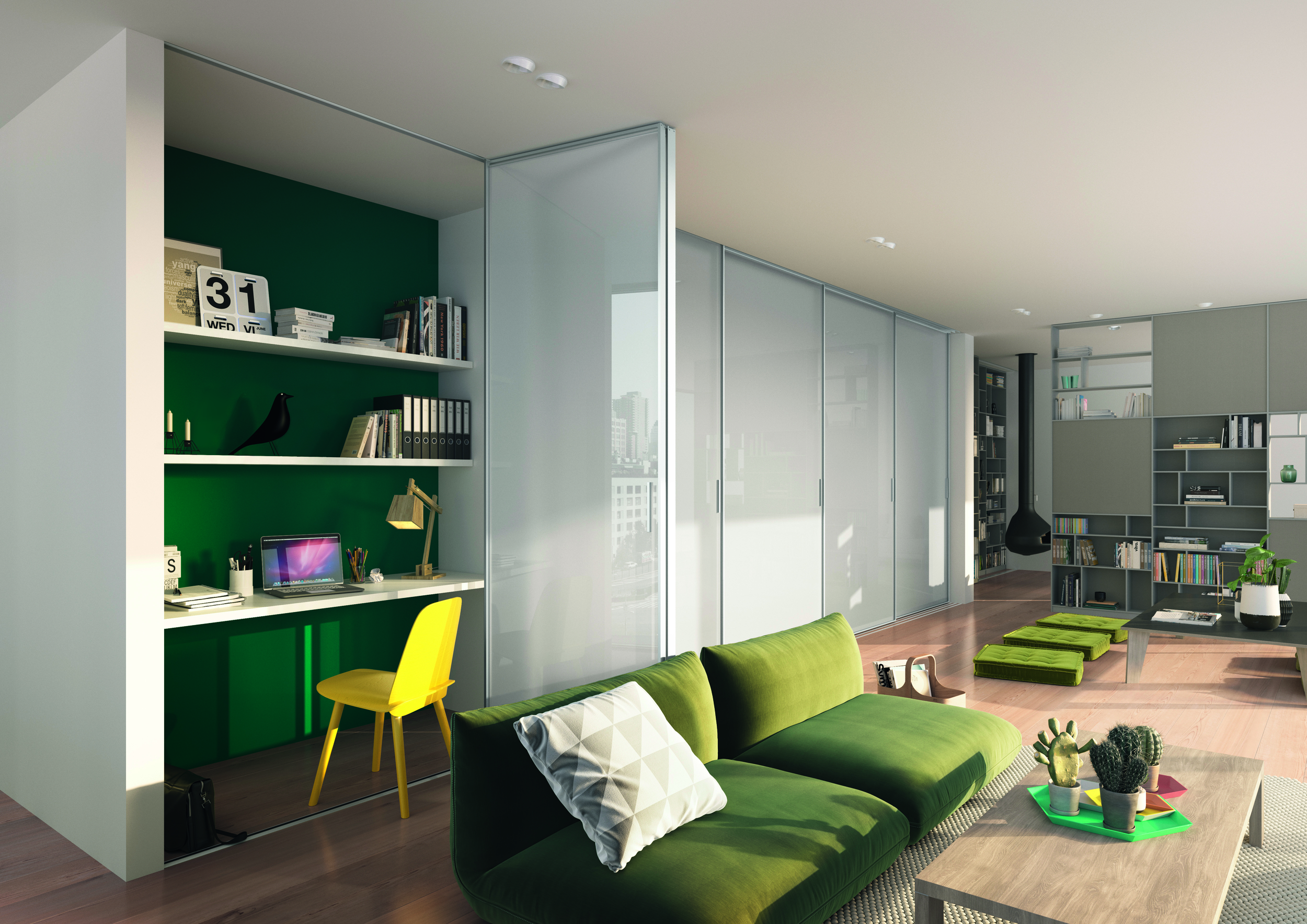 黑色调玻璃隔断打造现代复式公寓-35