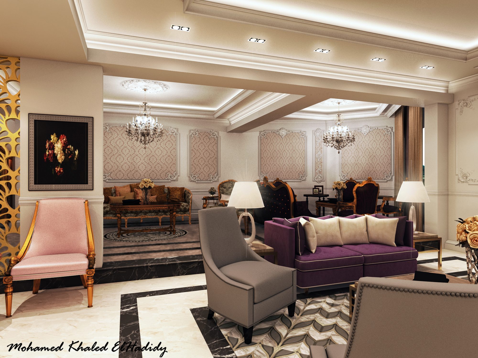 新开罗 110 平米私人别墅接待室设计-11