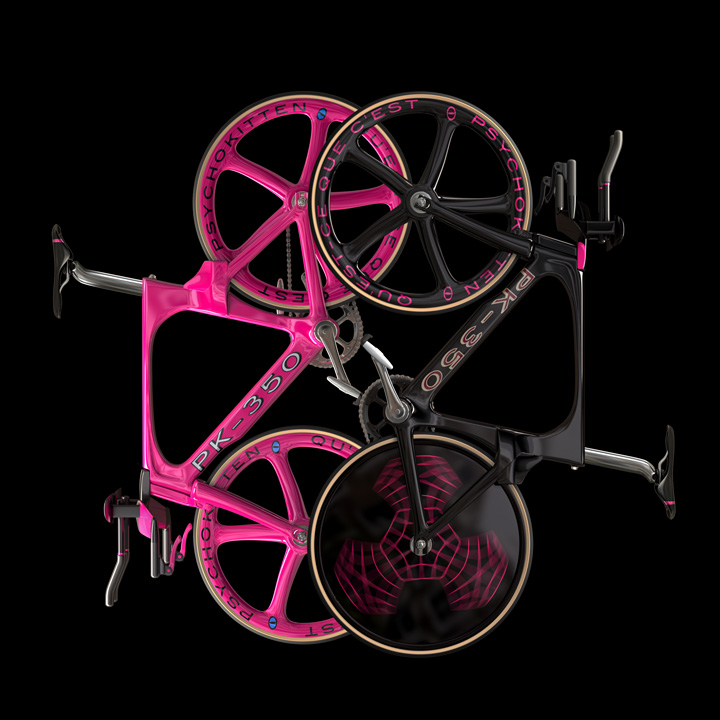 哥特风黑色立面，双自行车与霓虹灯的完美融合-2