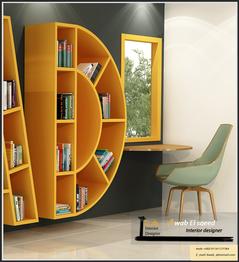 字母元素打造的现代图书馆设计-1