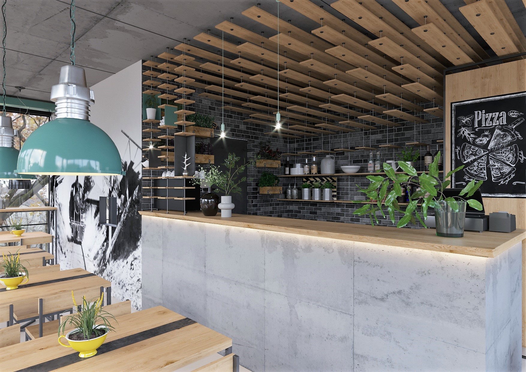 2018 简约风披萨咖啡厅设计-3