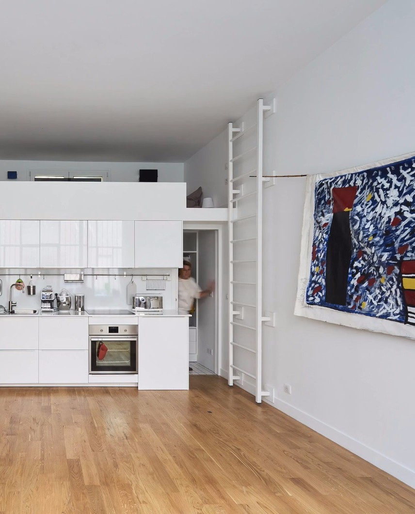 巴黎 30㎡小宅,拱形储物柜打造宽敞空间-36