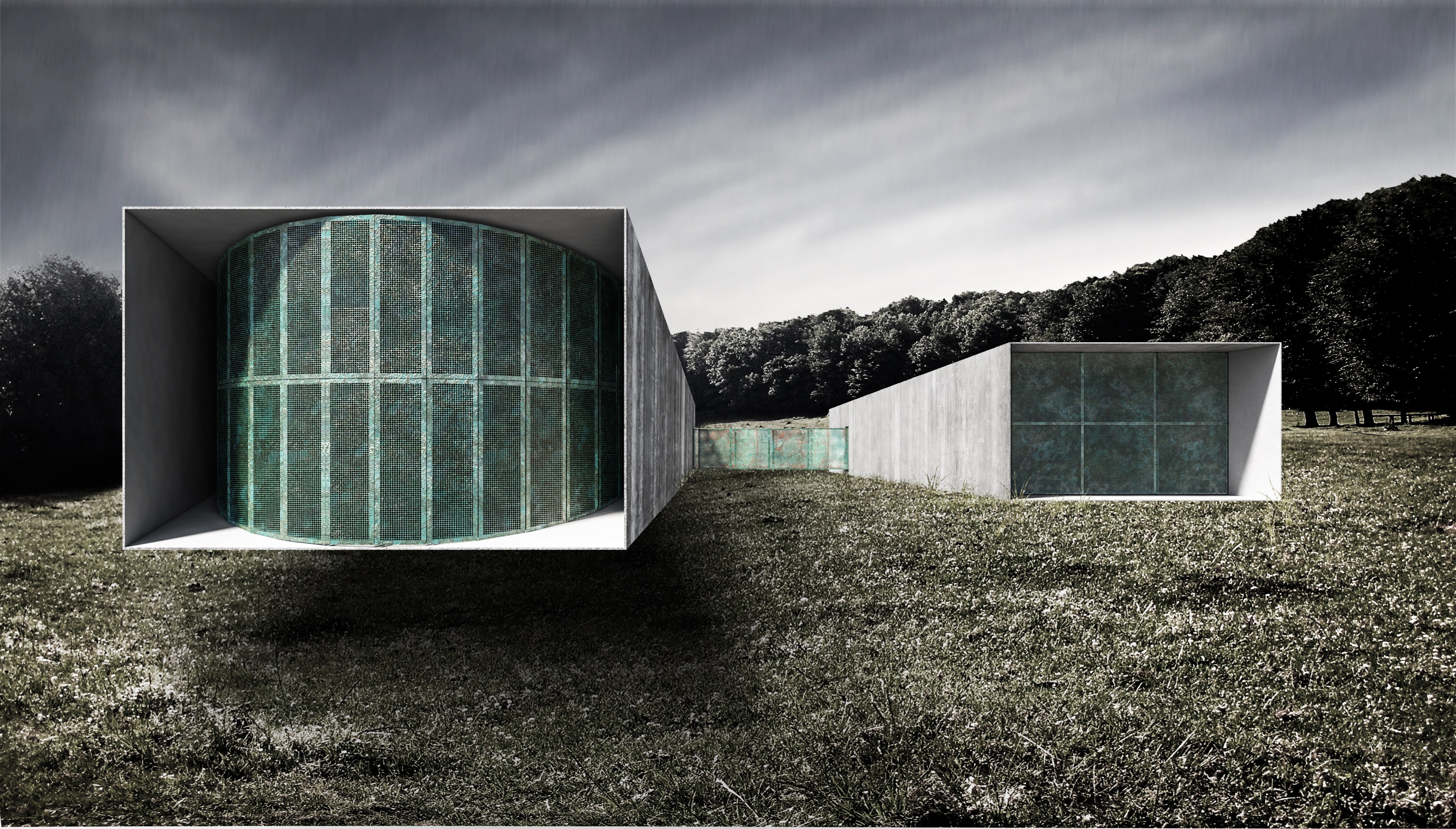 双立方体抽象对话——自然与人工的和谐共存-0