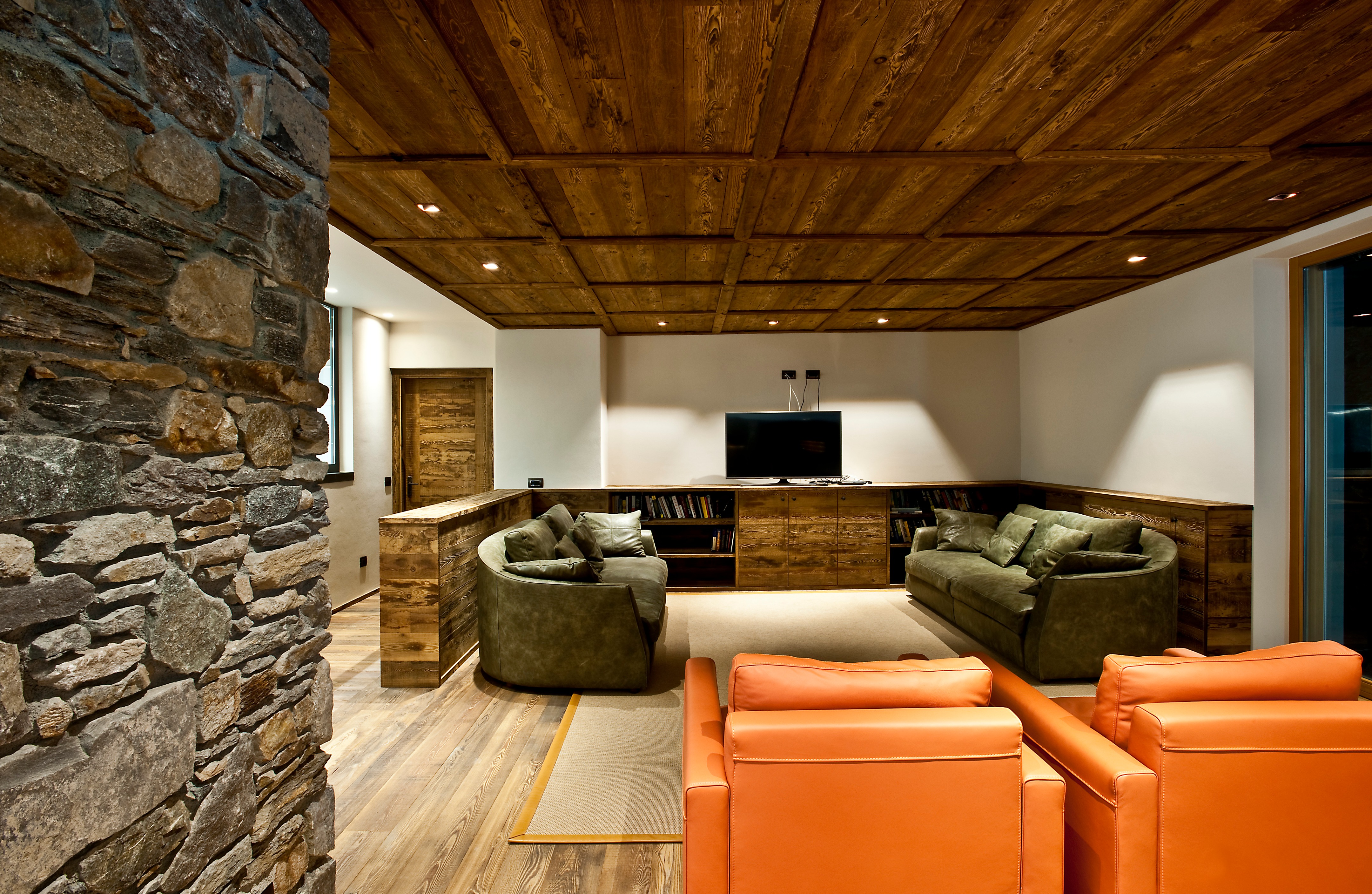 别墅，餐厅·木材和石头-12