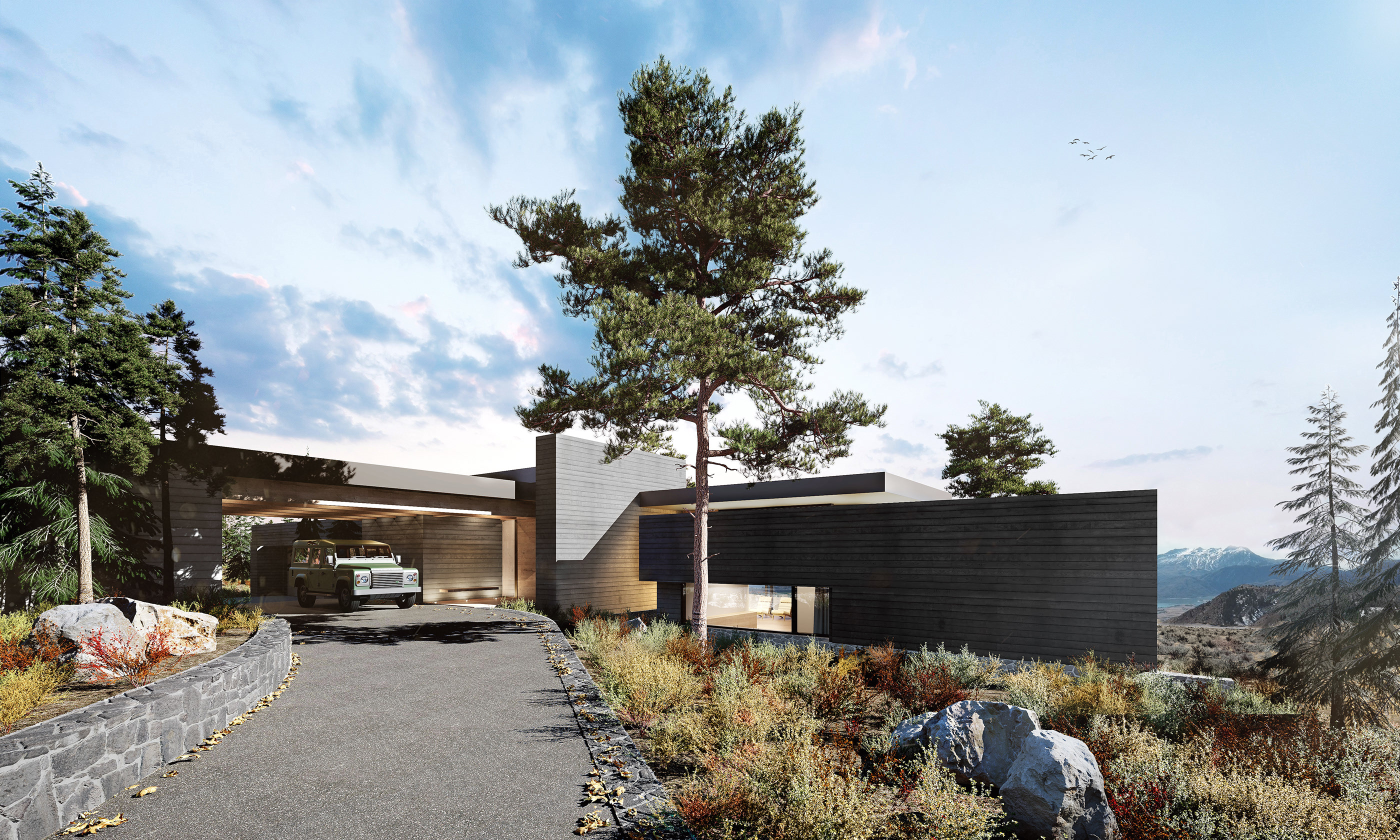 Powder Mountain house visualization. Cinema 4D + Corona-11