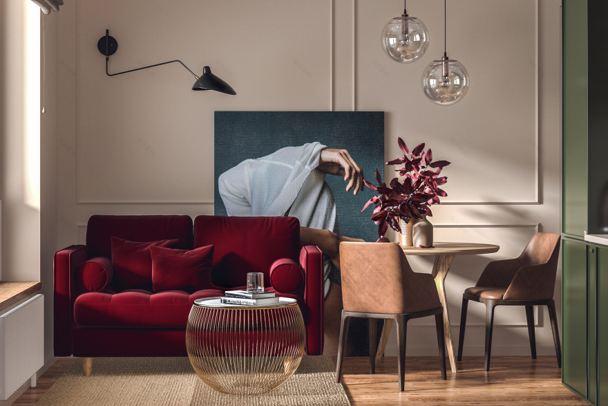 莫斯科 38 平米现代公寓,温暖色彩演绎托斯卡纳风情-0