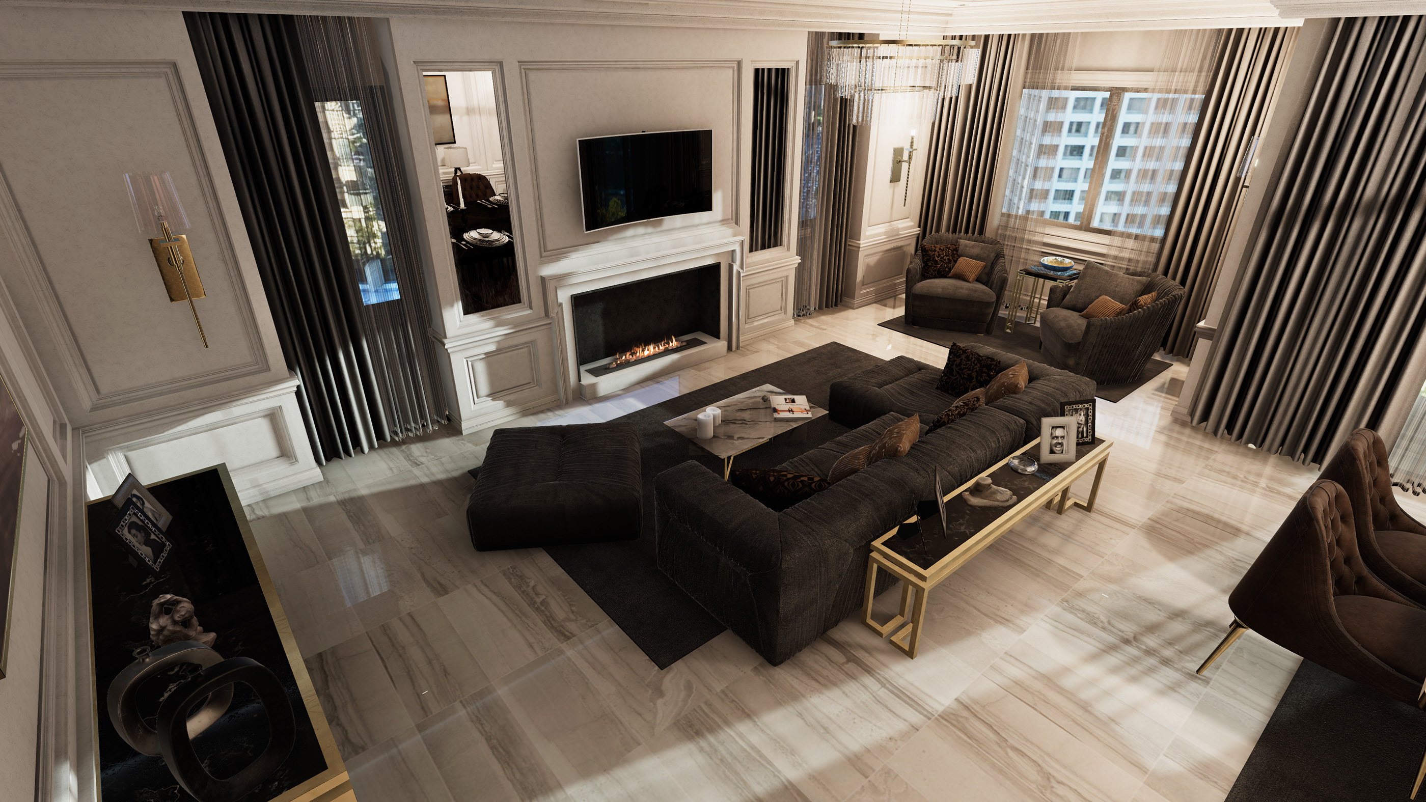 现代奢华别墅接待厅-1