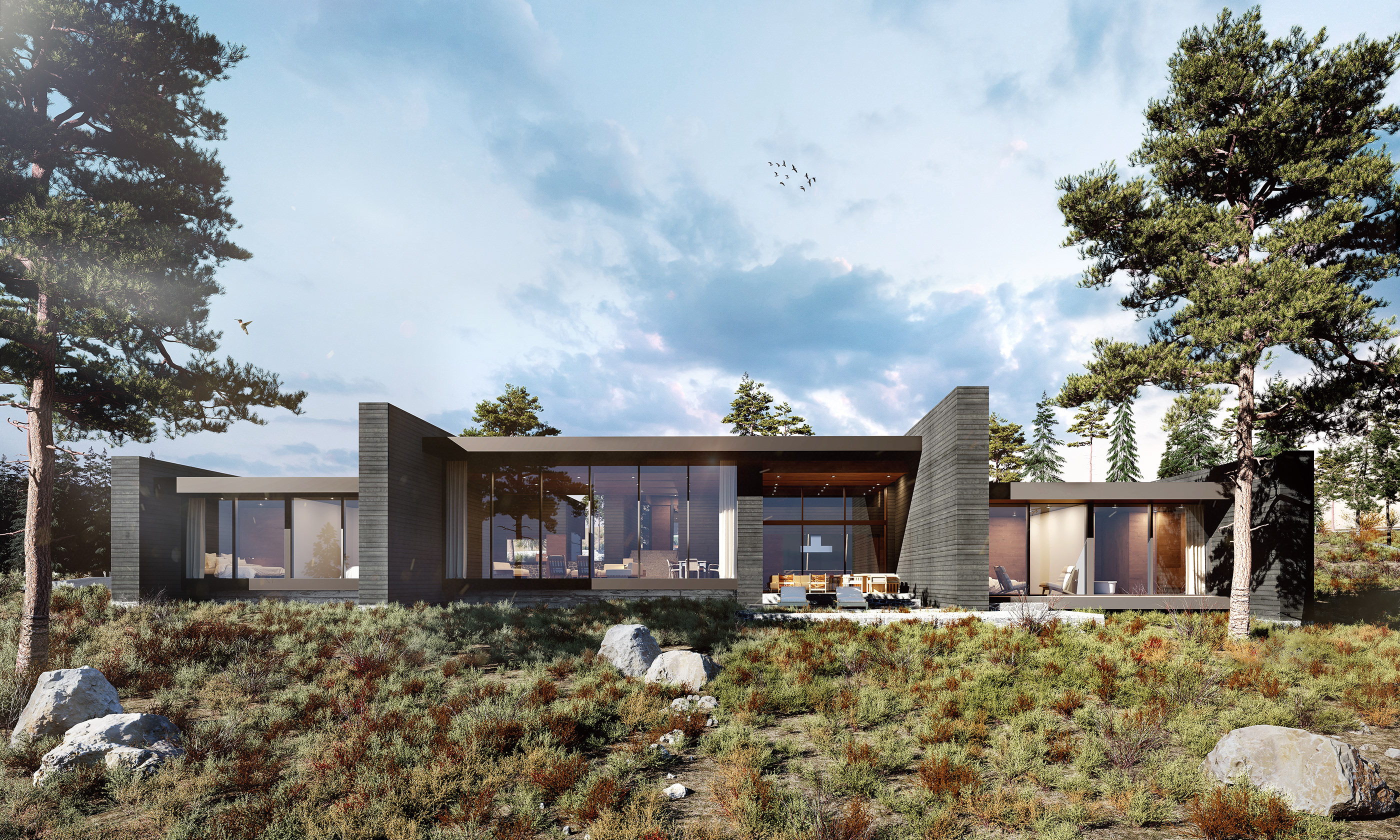 Powder Mountain house visualization. Cinema 4D + Corona-10