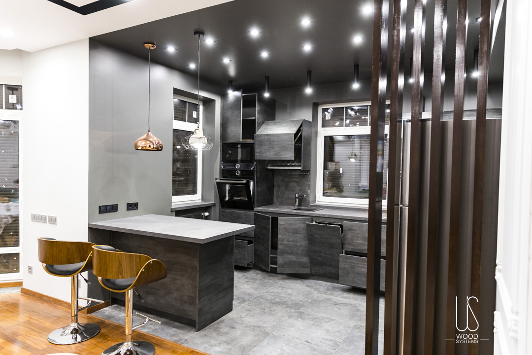 乌克兰基辅"石墨焦糖"厨房设计-1