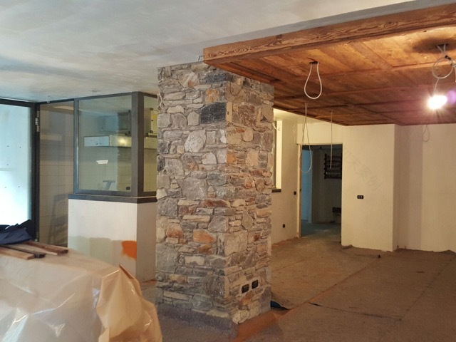 别墅,餐厅·木材和石头-32