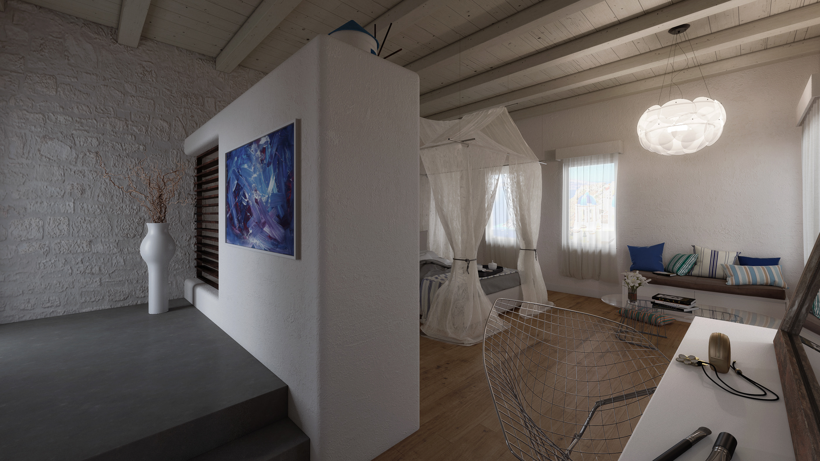 希腊 Mykonos 岛酒店客房设计，传统元素与时尚风格的完美融合-2