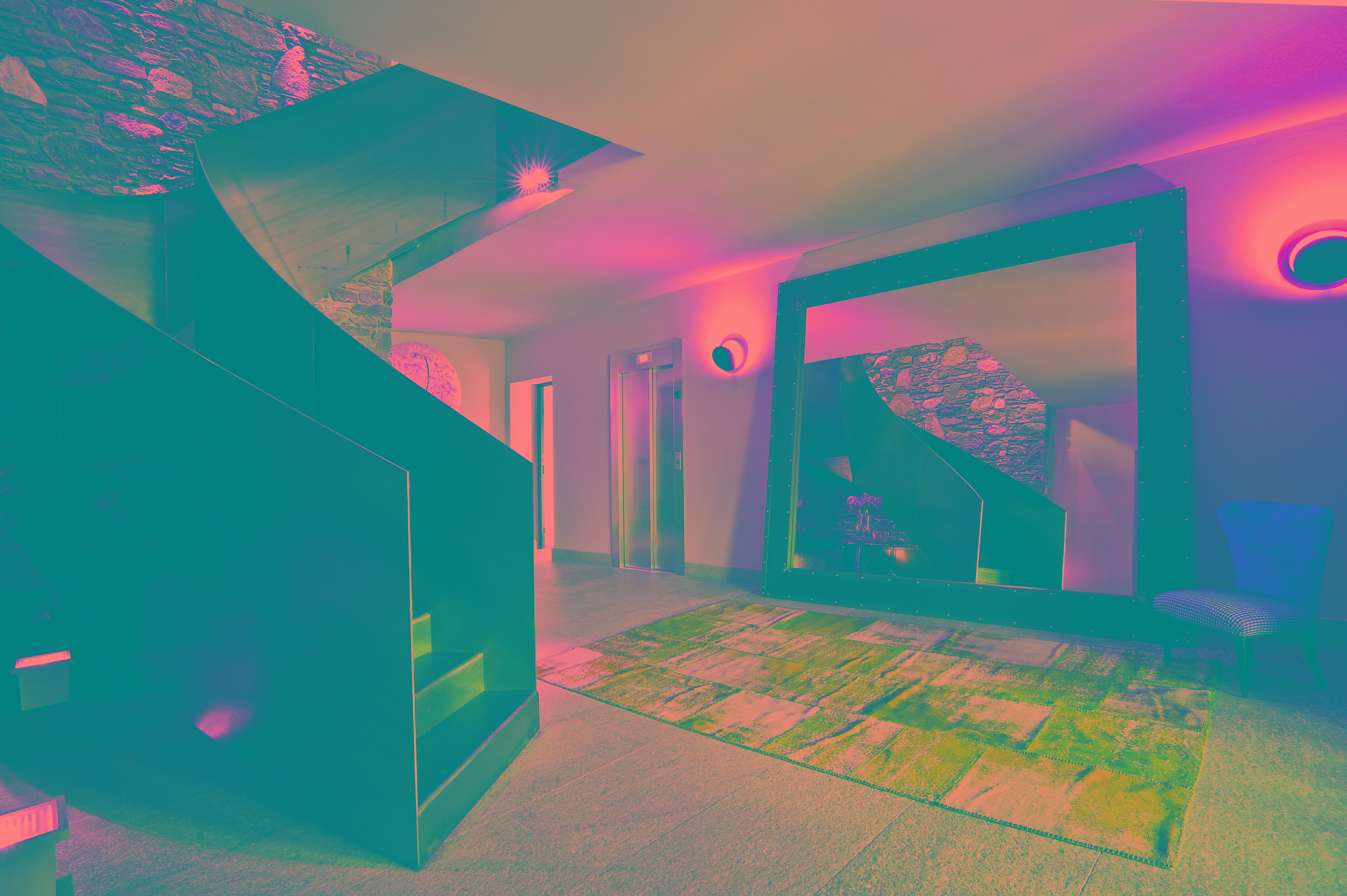 别墅，餐厅·木材和石头-14