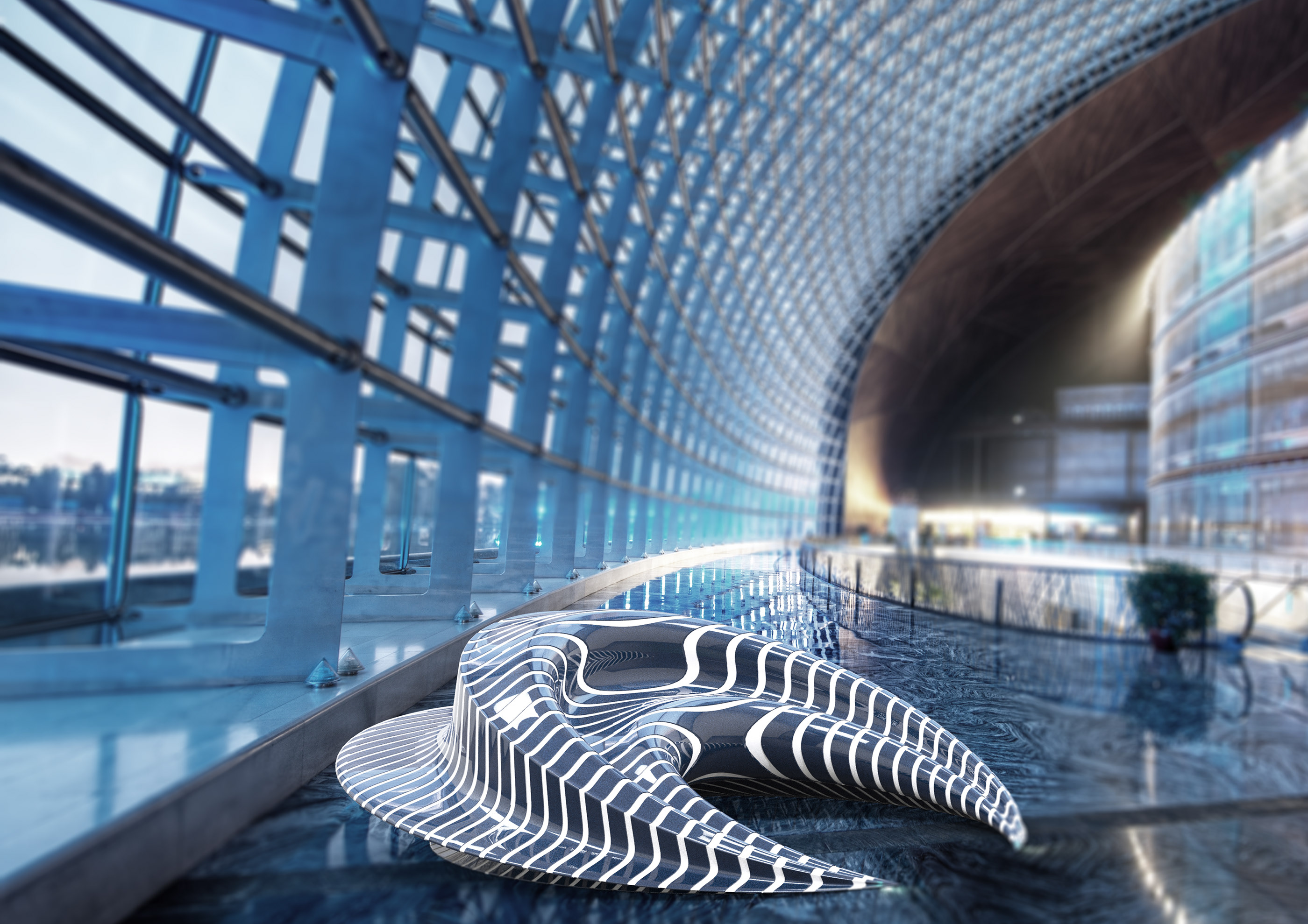 新月型公共座椅——现代建筑与室内空间的完美融合-8