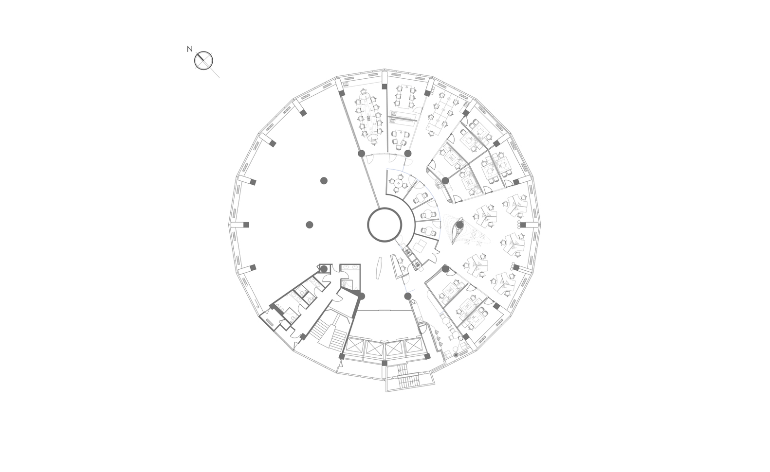 环形办公室的有机流动与自然光应用-40